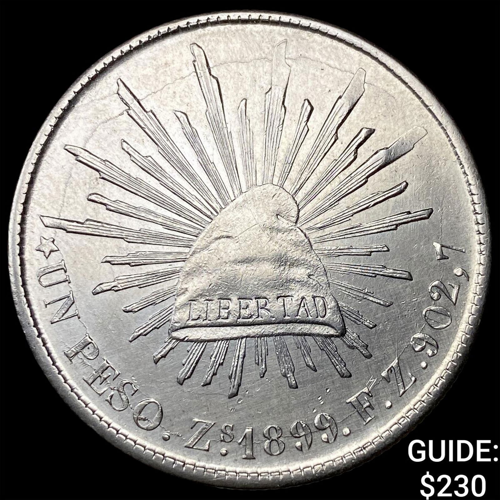 1899 Mexico Silver 1 Peso NEARLY UNCIRCULATED: 1899 Mexico Silver 1 Peso NEARLY UNCIRCULATED