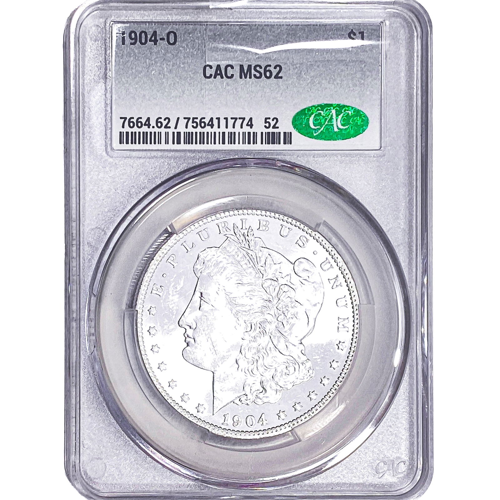 1904-O Morgan Silver Dollar CAC MS62: 1904-O Morgan Silver Dollar CAC MS62