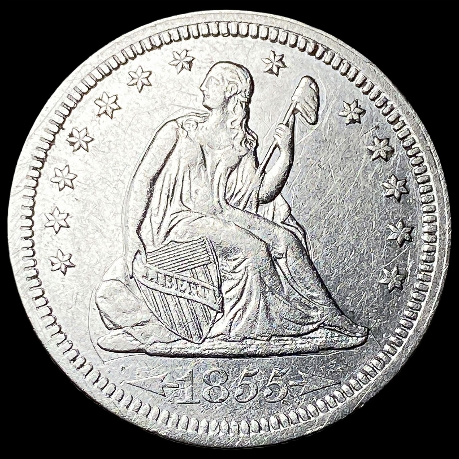 1855 Arrows Seated Liberty Quarter UNCIRCULATED: 1855 Arrows Seated Liberty Quarter UNCIRCULATED