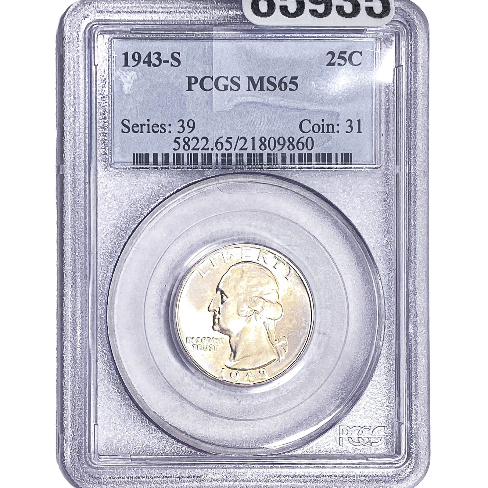 1943-S Washington Silver Quarter PCGS MS65: 1943-S Washington Silver Quarter PCGS MS65
