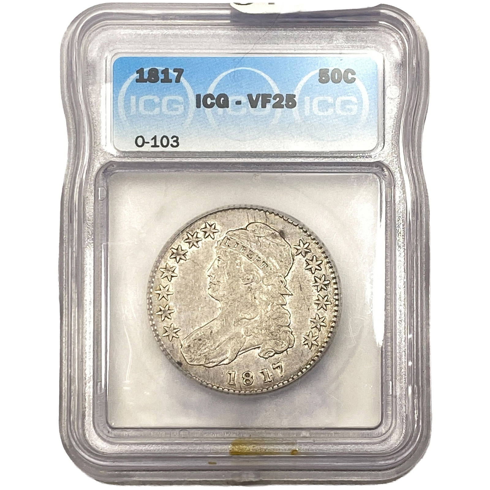 1817 Capped Bust Half Dollar ICG VF25: 1817 Capped Bust Half Dollar ICG VF25