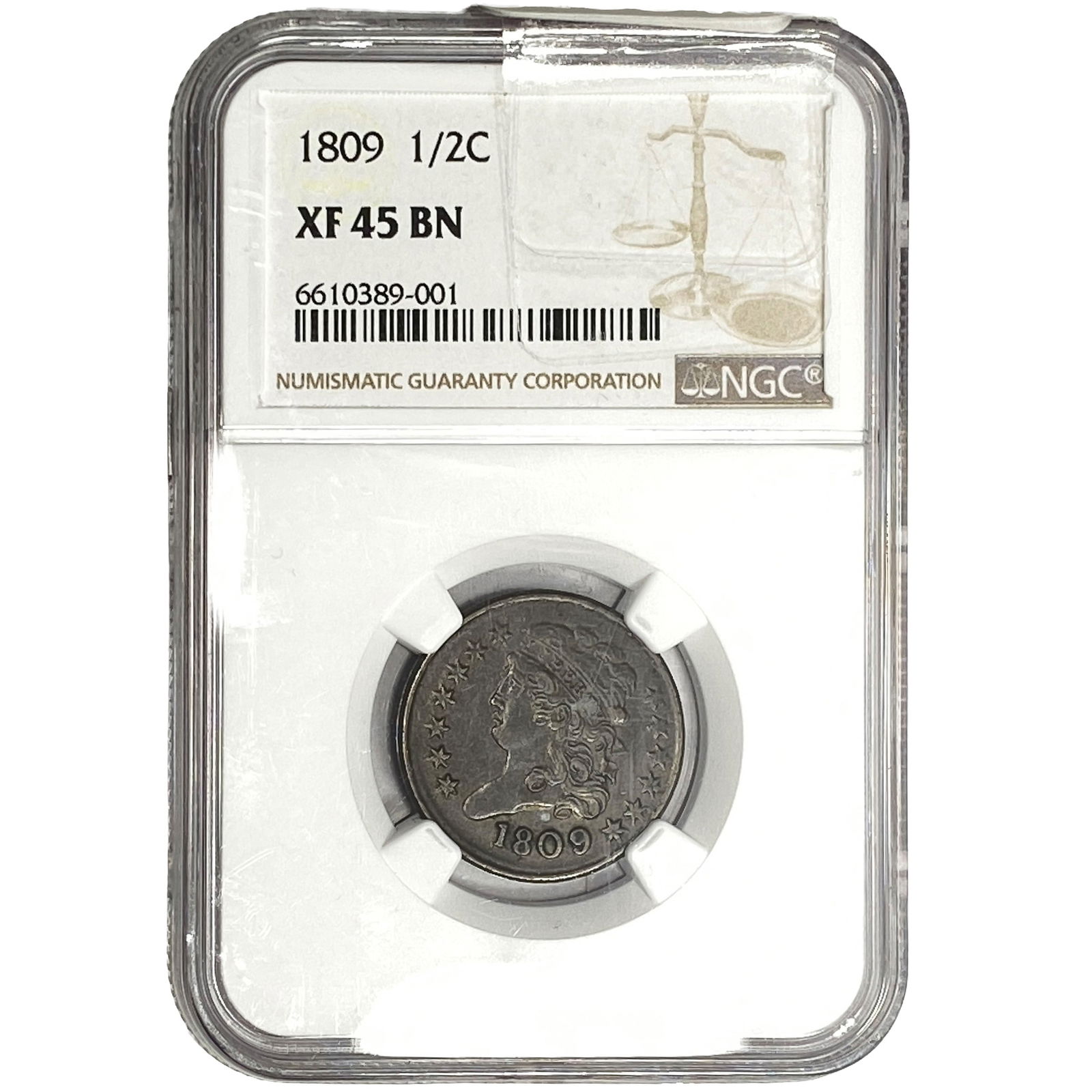 1809 Classic Head Half Cent NGC XF45 BN (1 of 2)