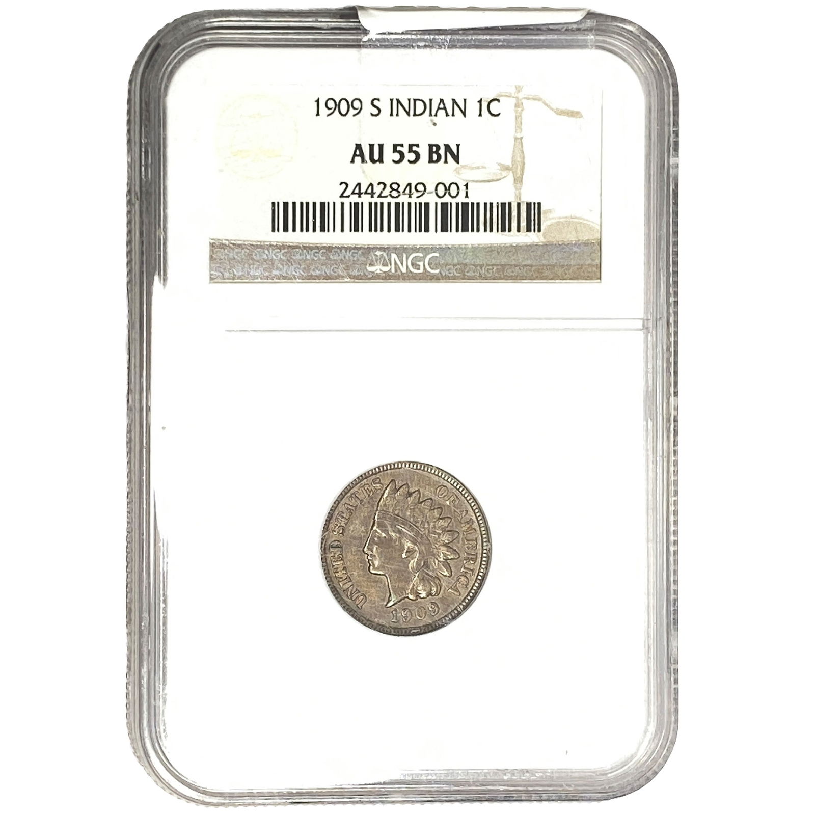 1909-S Indian Head Cent NGC AU55 BN (1 of 2)