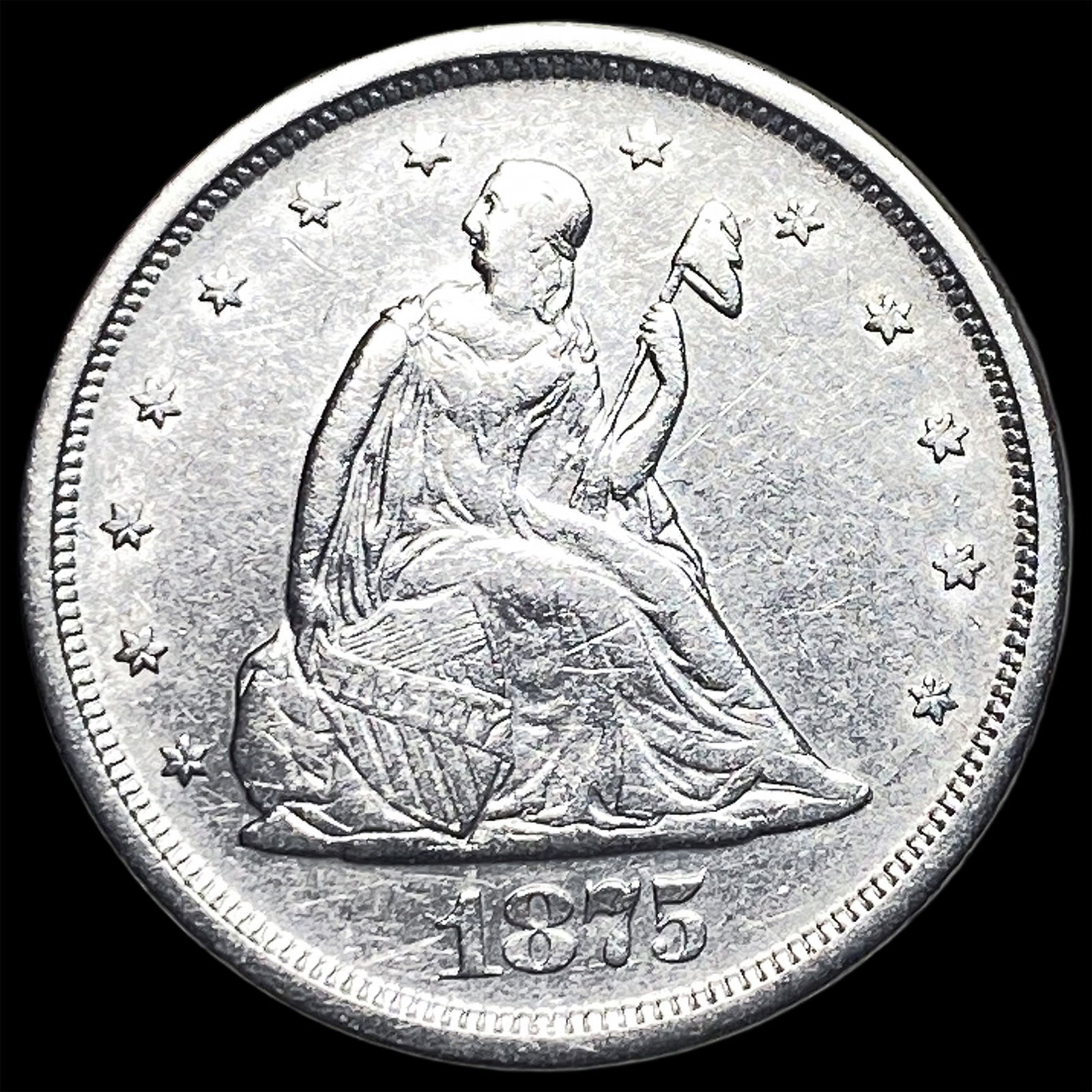 1875 Seated Liberty Twenty Cents CLOSELY UNCIRCULATED: 1875 Seated Liberty Twenty Cents CLOSELY UNCIRCULATED