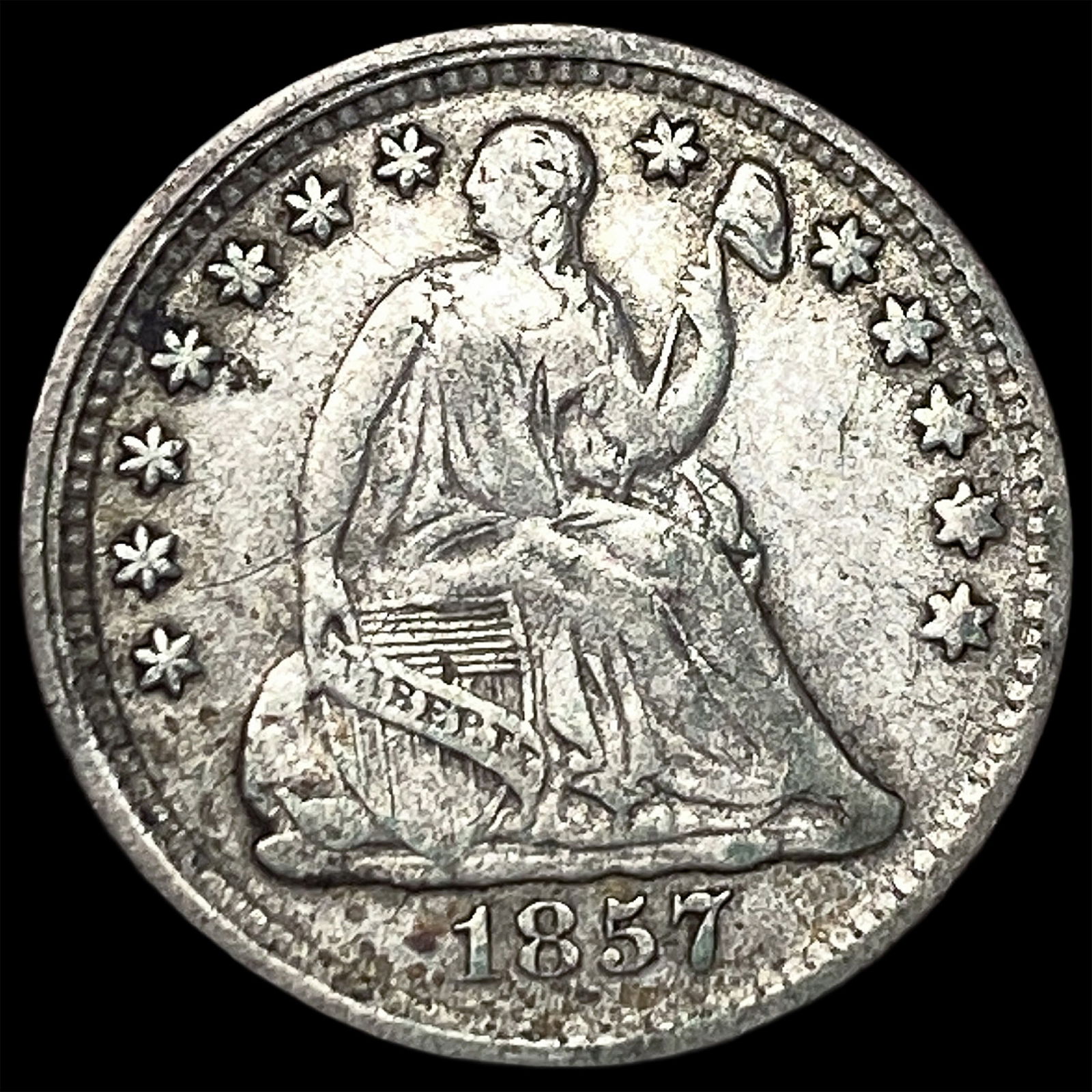 1857 Seated Liberty Half Dime LIGHTLY CIRCULATED: 1857 Seated Liberty Half Dime LIGHTLY CIRCULATED