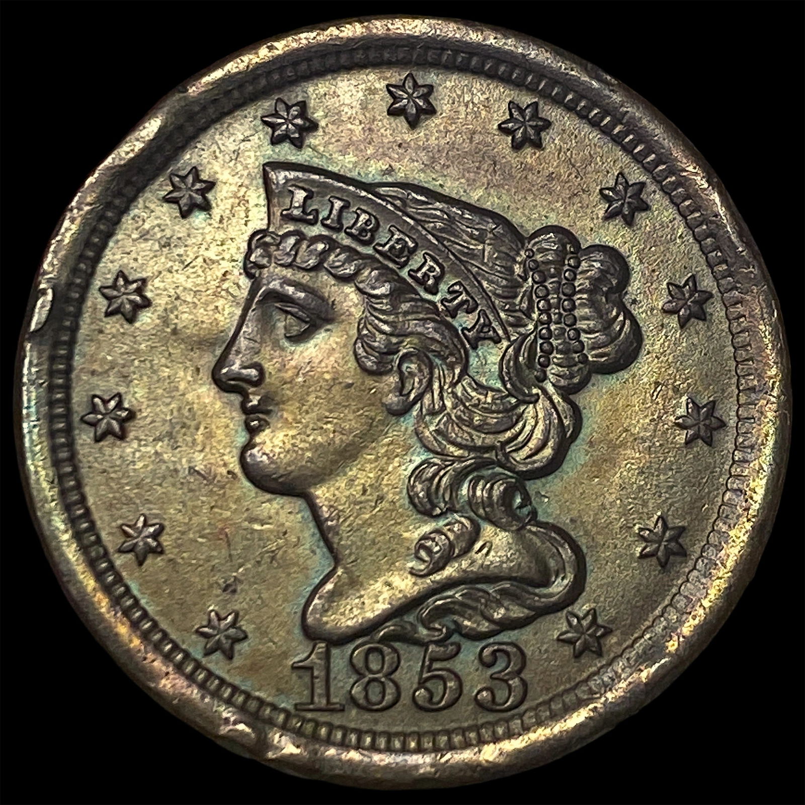 1853 Braided Hair Half Cent UNCIRCULATED: 1853 Braided Hair Half Cent UNCIRCULATED