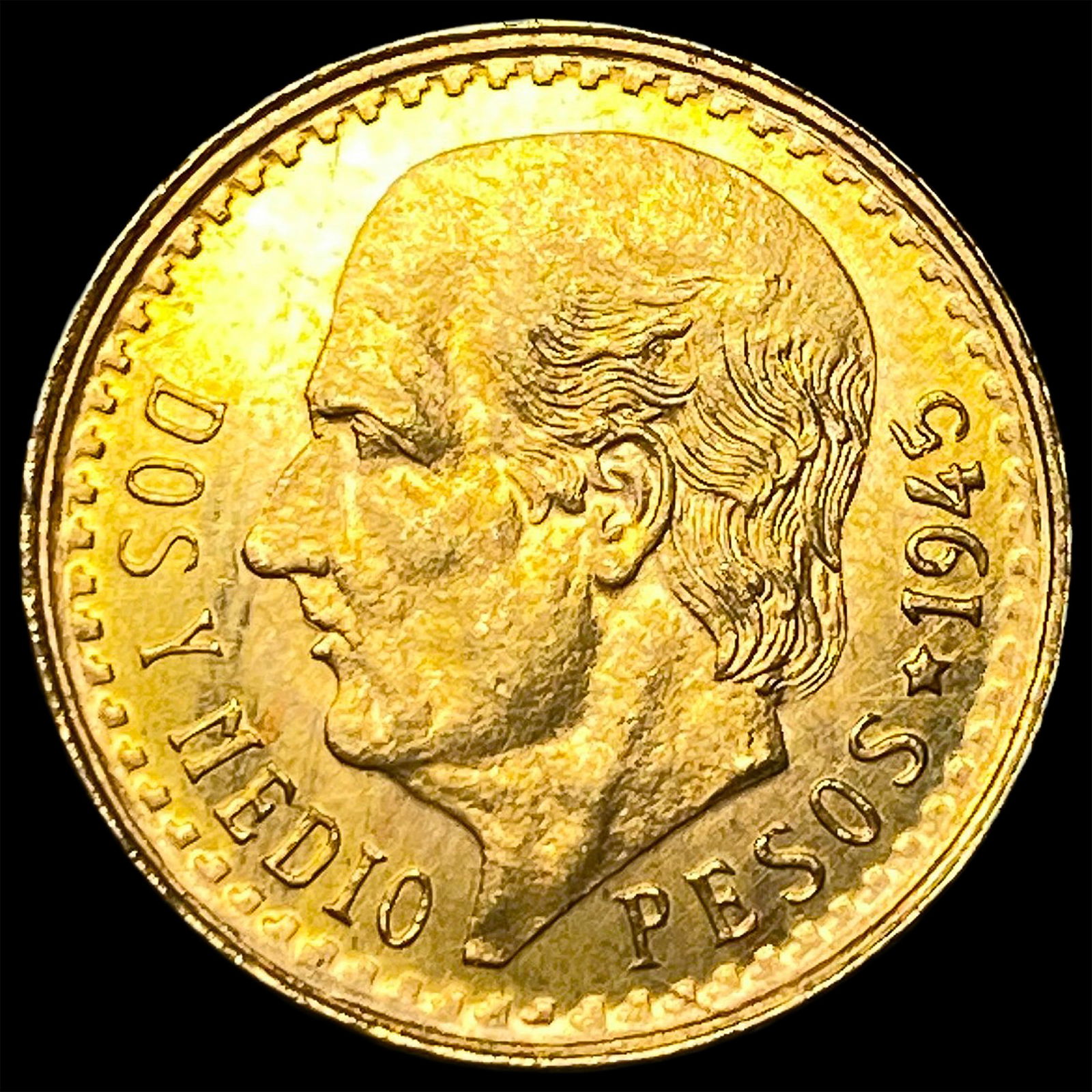 1945 Mexico Gold 2 1/2 Pesos CHOICE AU: 1945 Mexico Gold 2 1/2 Pesos CHOICE AU