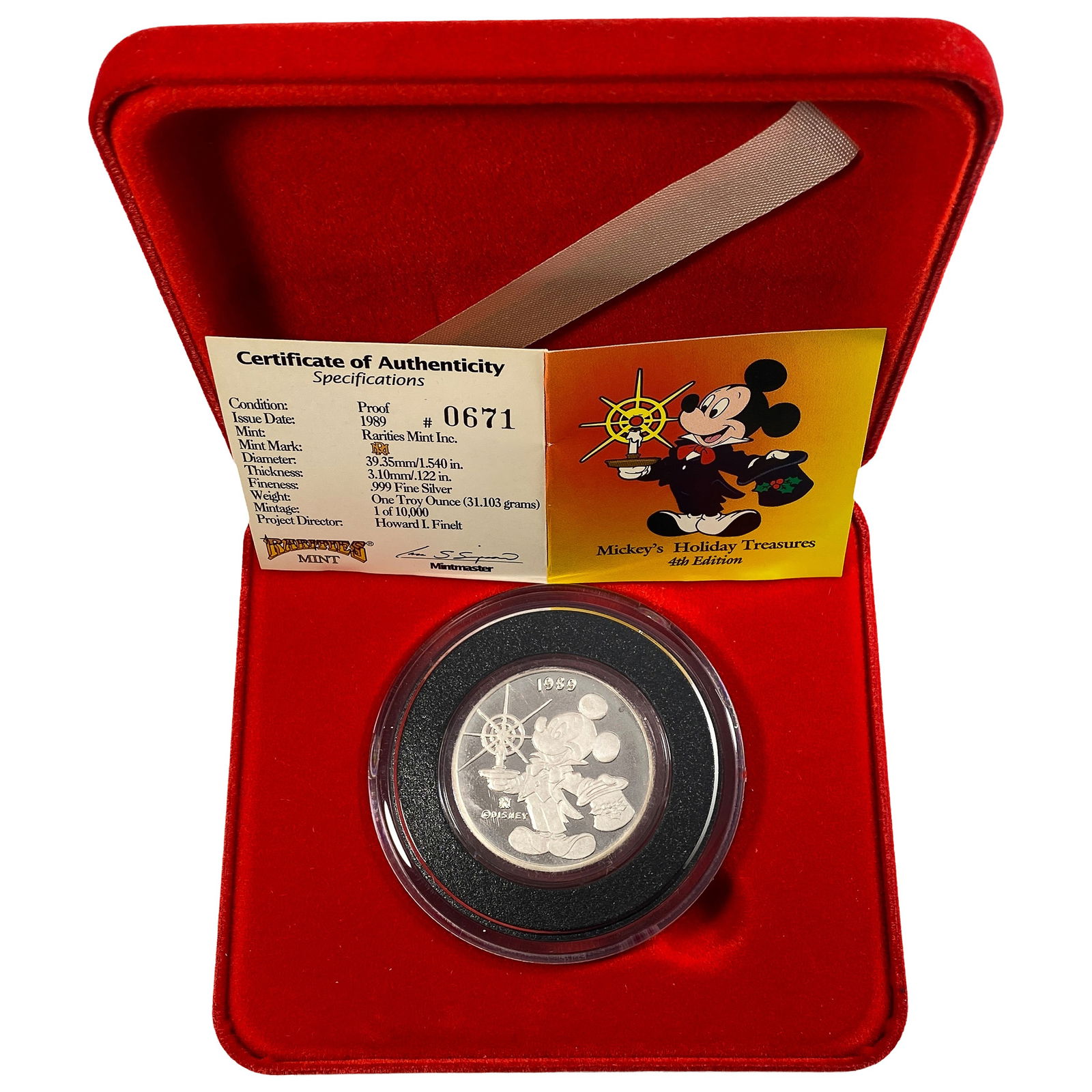 1989 Silver Mickey's Holiday Treasures 1oz: 1989 Silver Mickey's Holiday Treasures 1oz