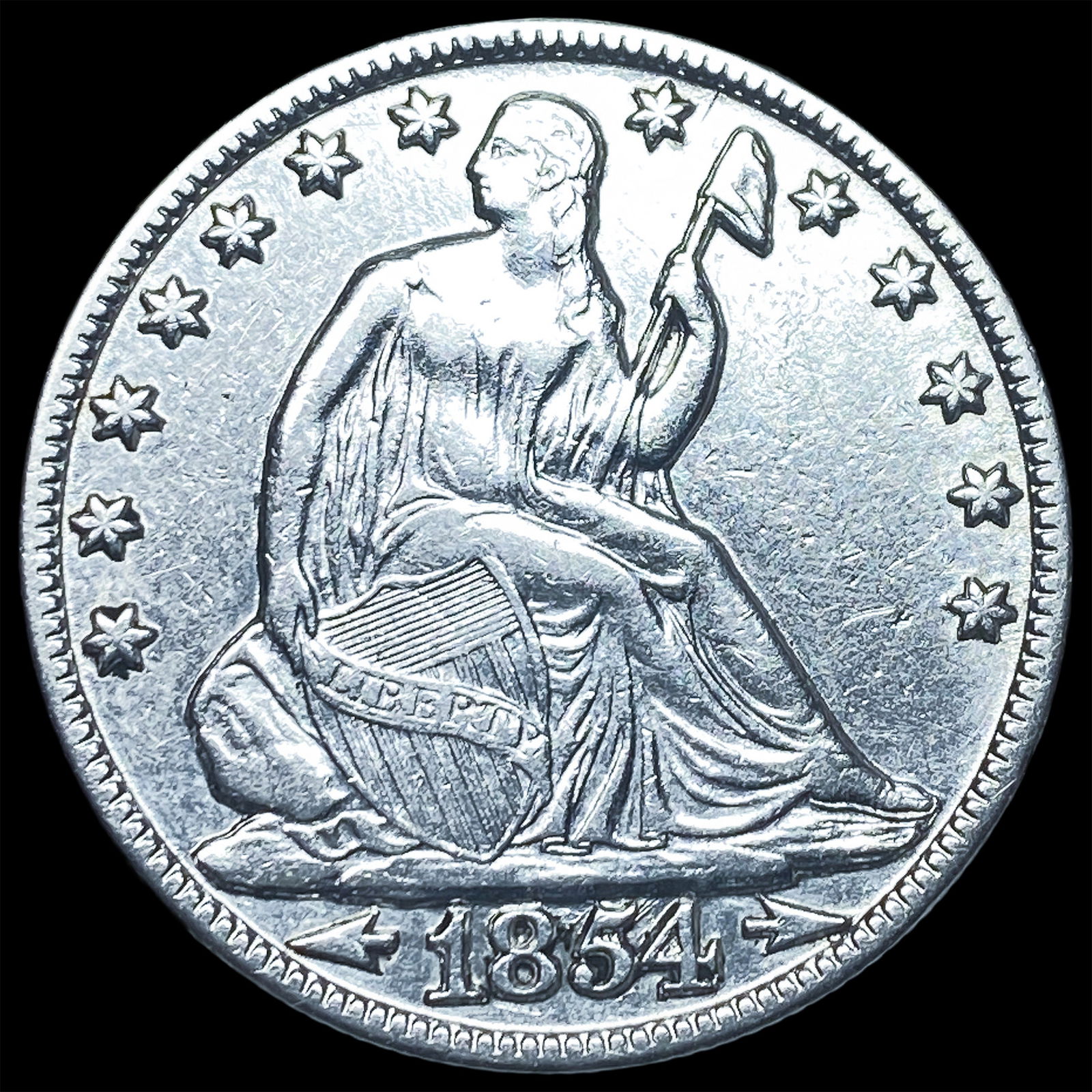 1854-O Silver Half Dollar CHOICE AU: 1854-O Silver Half Dollar CHOICE AU