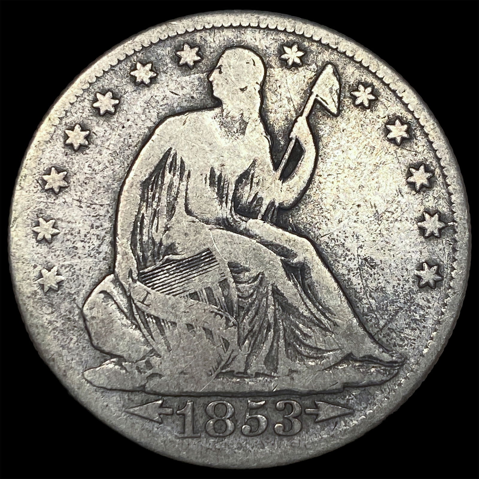 1853-O Silver Seated Liberty Half Dollar NICELY CIRCULATED: 1853-O Silver Seated Liberty Half Dollar NICELY CIRCULATED