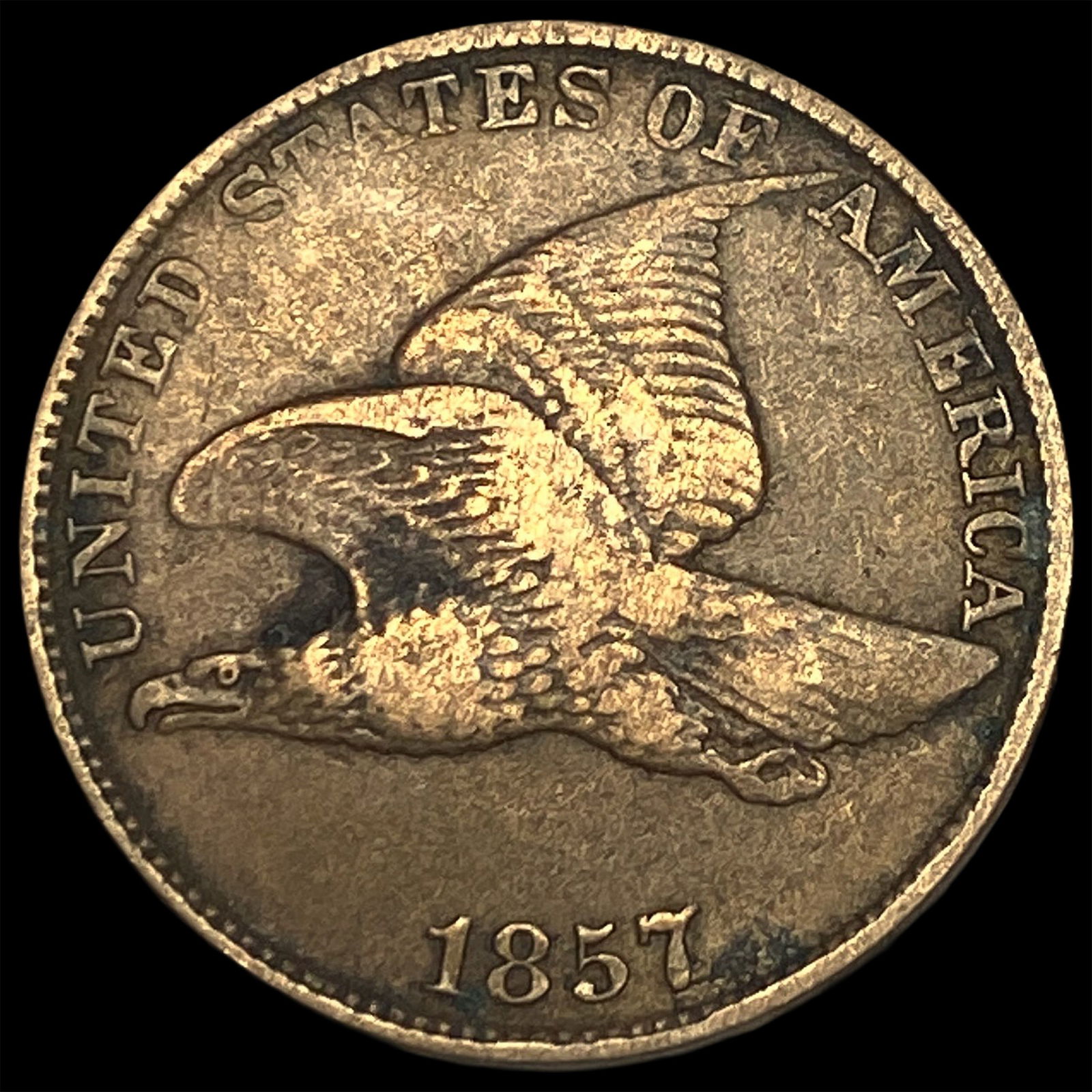 1857 Copper-Nickel Flying Eagle Cent NEARLY UNCIRCULATED (1 of 2)