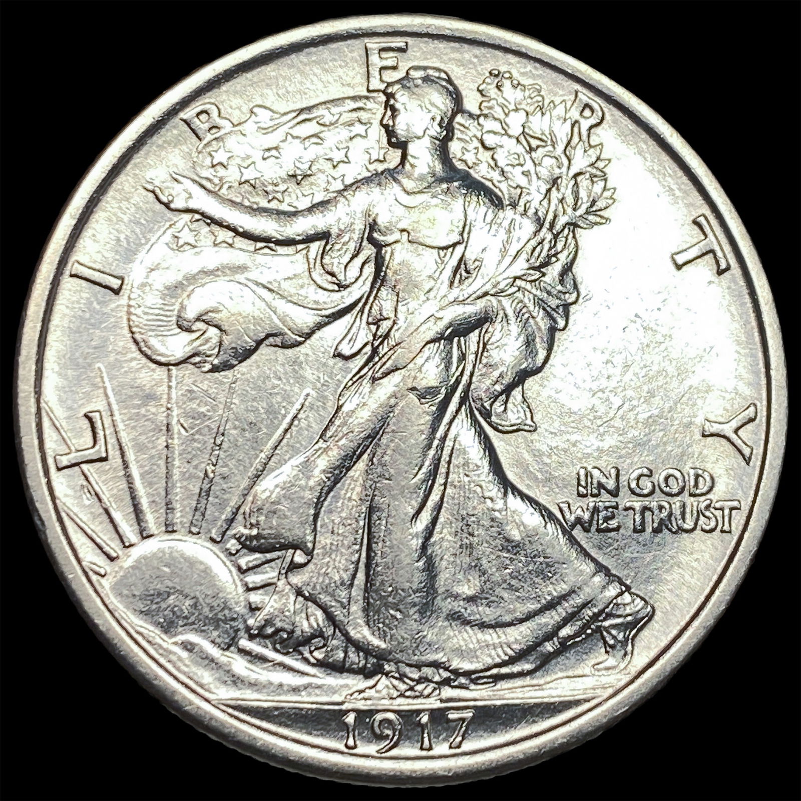 1917 Walking Liberty Half Dollar CLOSELY UNCIRCULATED: 1917 Walking Liberty Half Dollar CLOSELY UNCIRCULATED