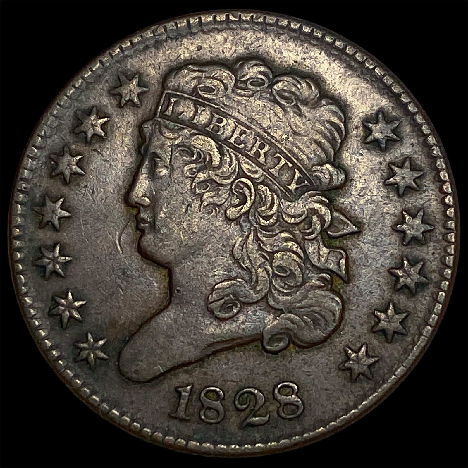 1828 Copper Half Cent NEARLY UNCIRCULATED: 1828 Copper Half Cent NEARLY UNCIRCULATED