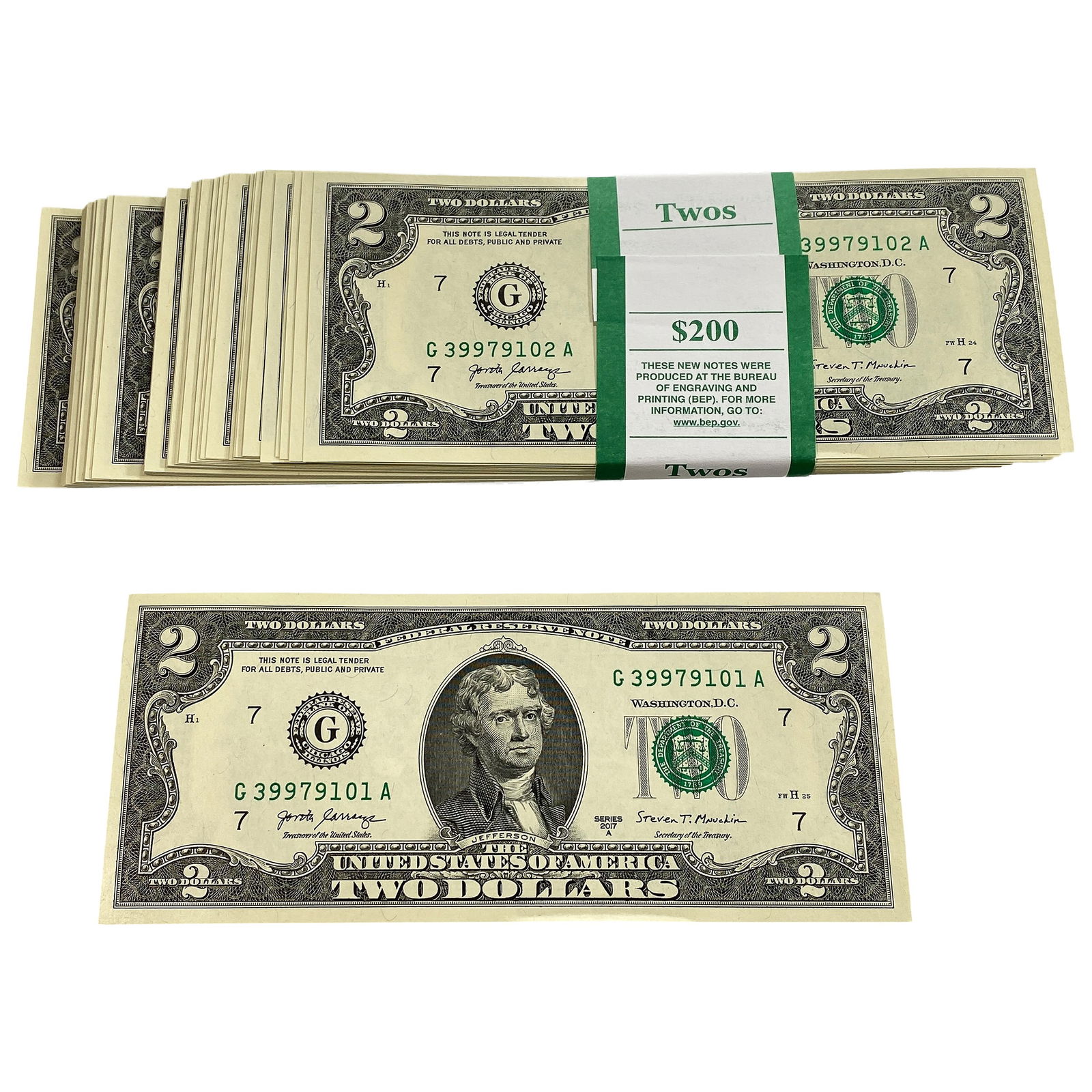 2017 Green Seal Note $2 in Bundle: 2017 Green Seal Note $2 in Bundle