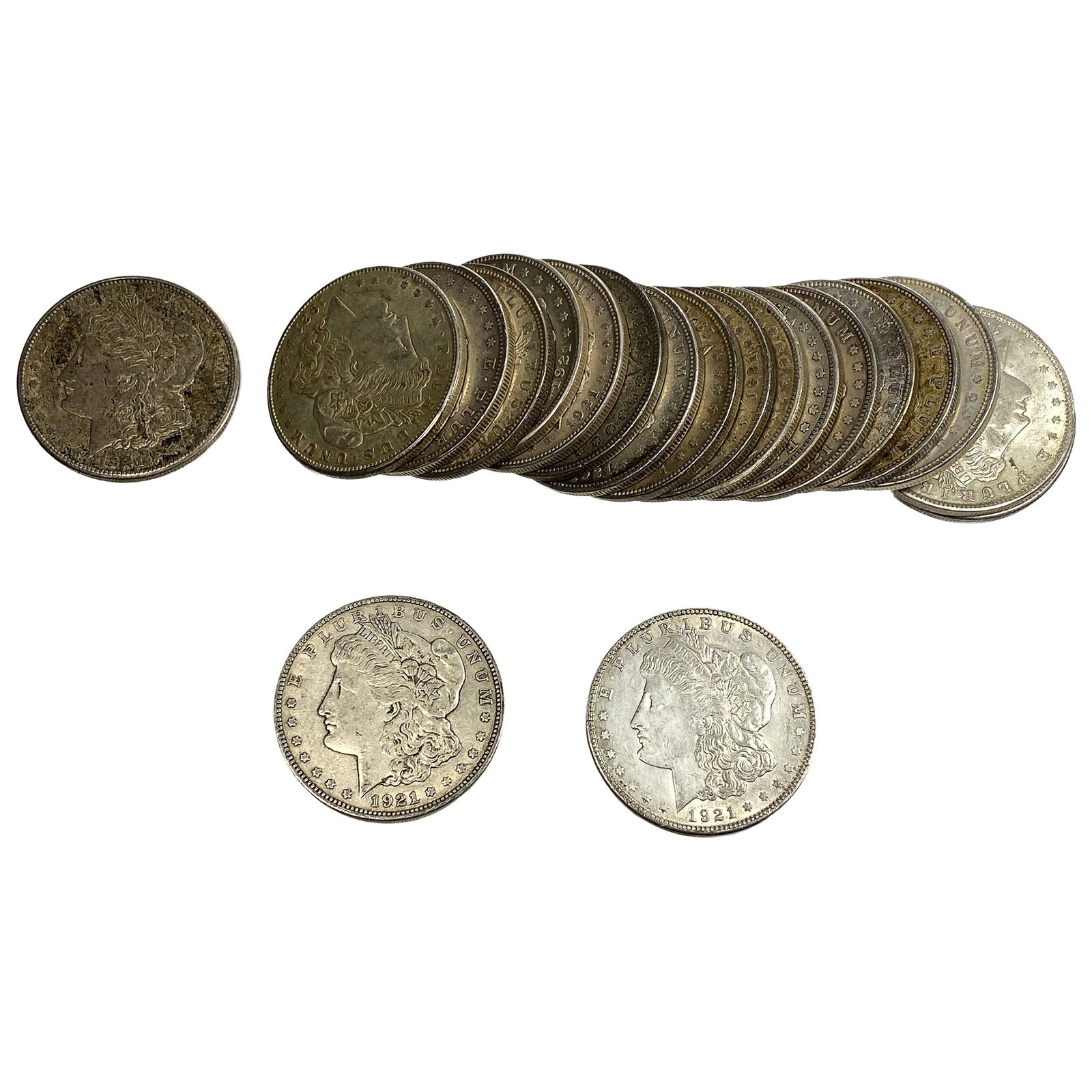 1921 Tube of Silver Morgan $1s: 1921 Tube of Silver Morgan $1s