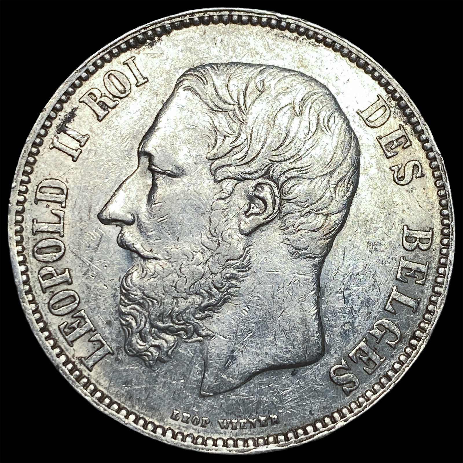1868 Belgium Silver 5 Francs Leopold II UNCIRCULATED (1 of 2)