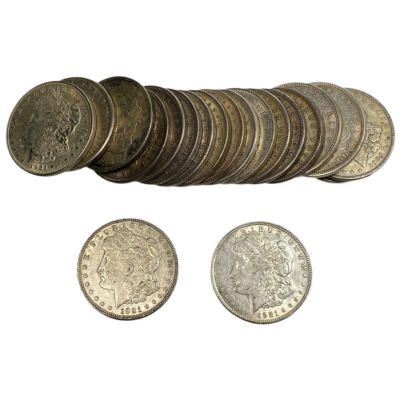 1921 Tube of Silver Morgan $1s: 1921 Tube of Silver Morgan $1s