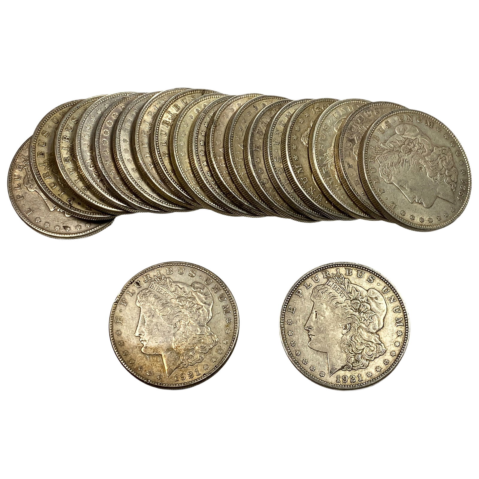 1921 Tube of Silver Morgan $1s: 1921 Tube of Silver Morgan $1s