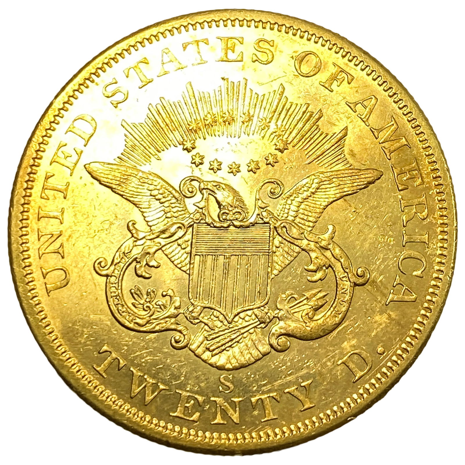 1858-S $20 Gold Double Eagle - 2