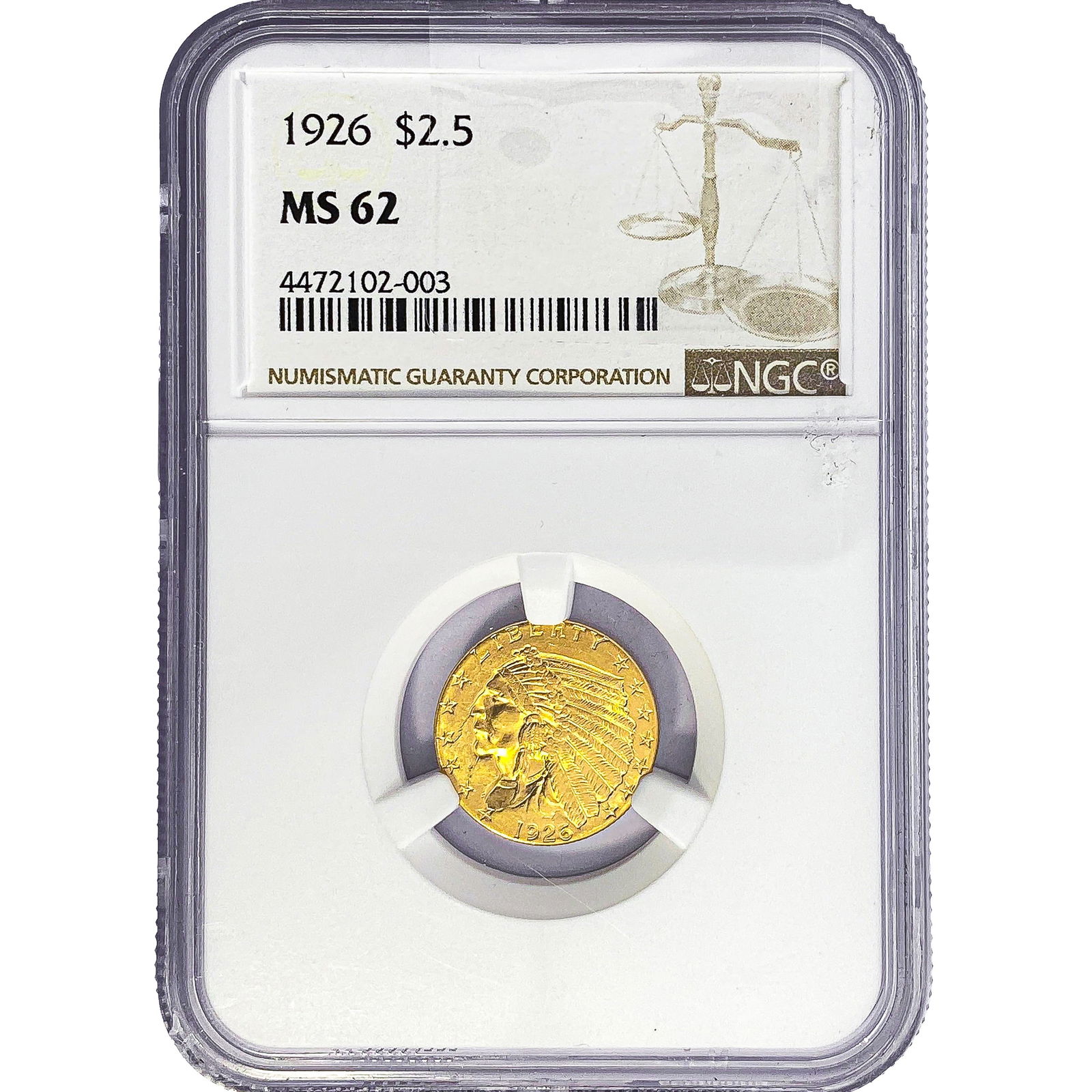 1926 $2.50 Gold Quarter Eagle NGC MS62 (1 of 2)