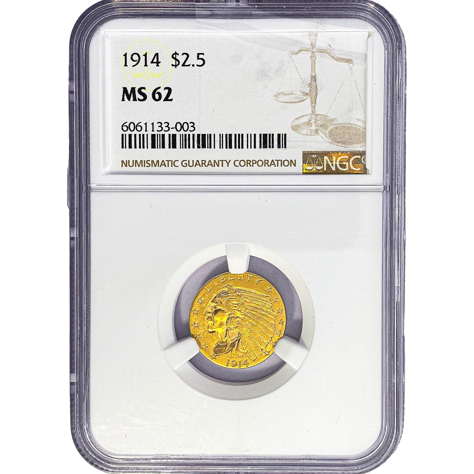 1914 $2.50 Gold Quarter Eagle NGC MS62 (1 of 2)