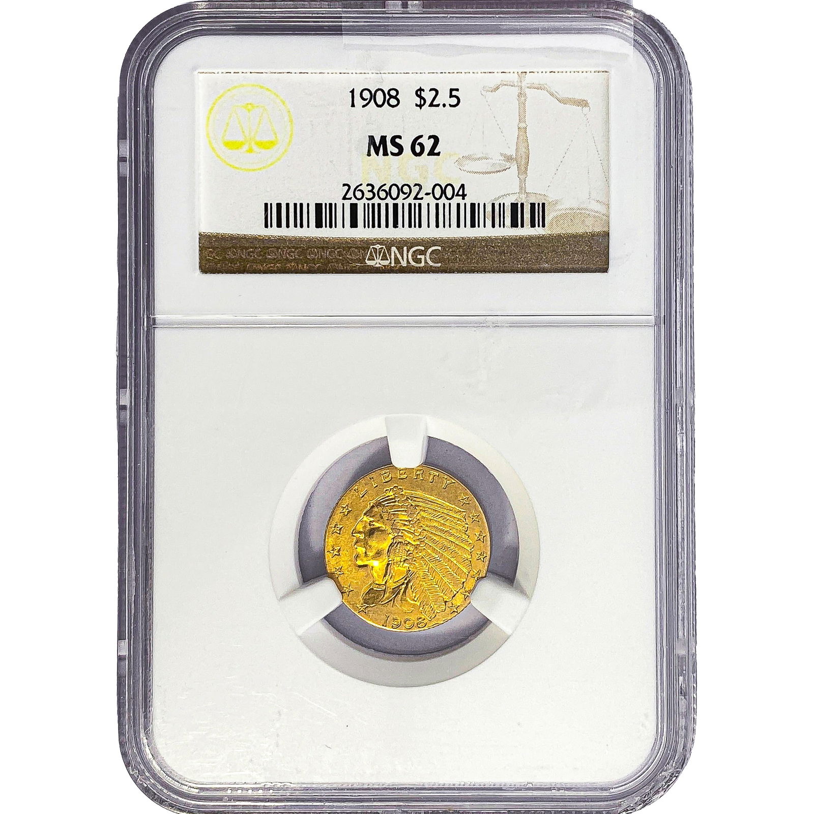1908 $2.50 Gold Quarter Eagle NGC MS62 (1 of 2)