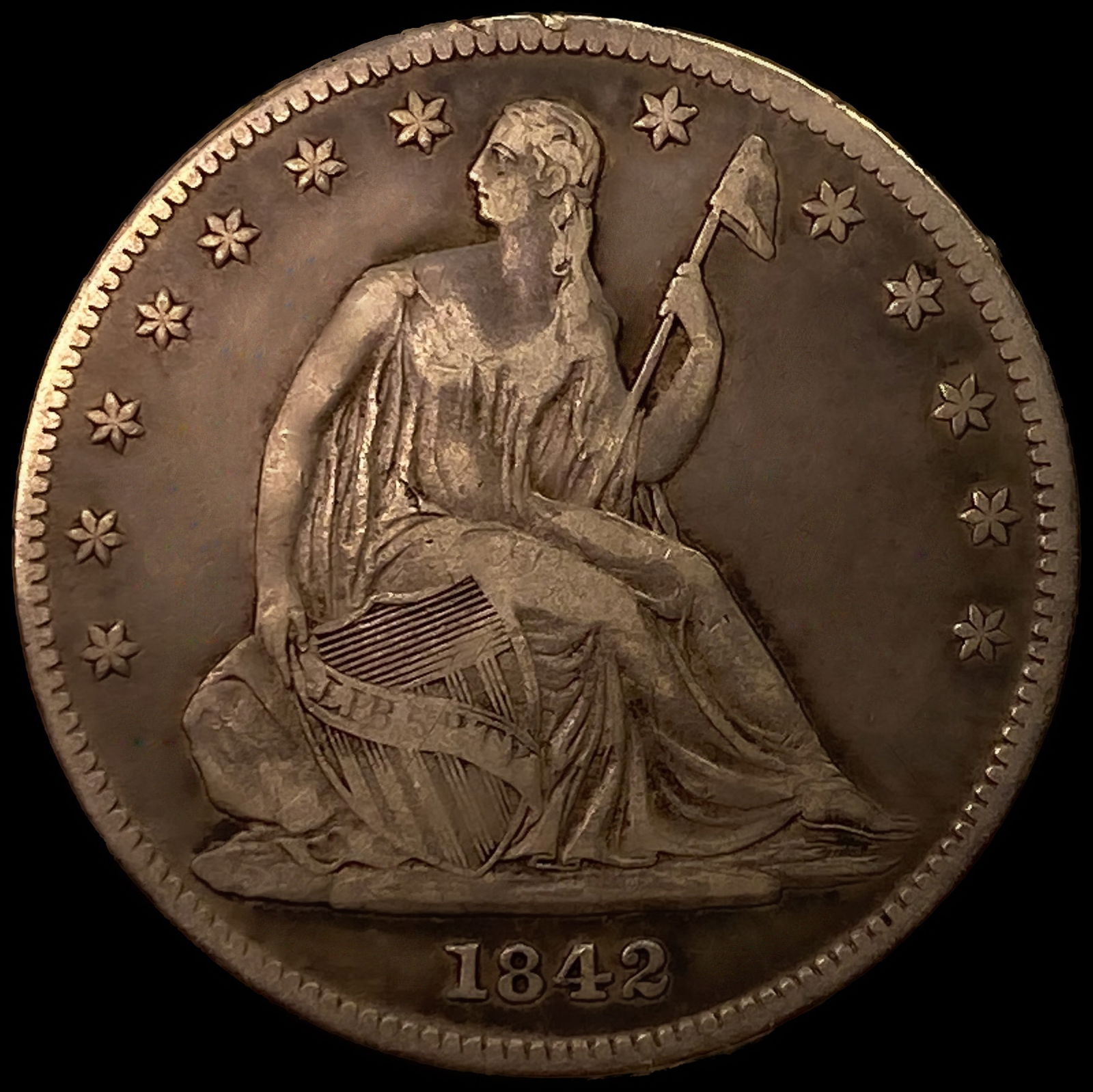 1842-O Sm Dt Rev 39 Seated Liberty Half Dollar: 1842-O Sm Dt Rev 39 Seated Liberty Half Dollar