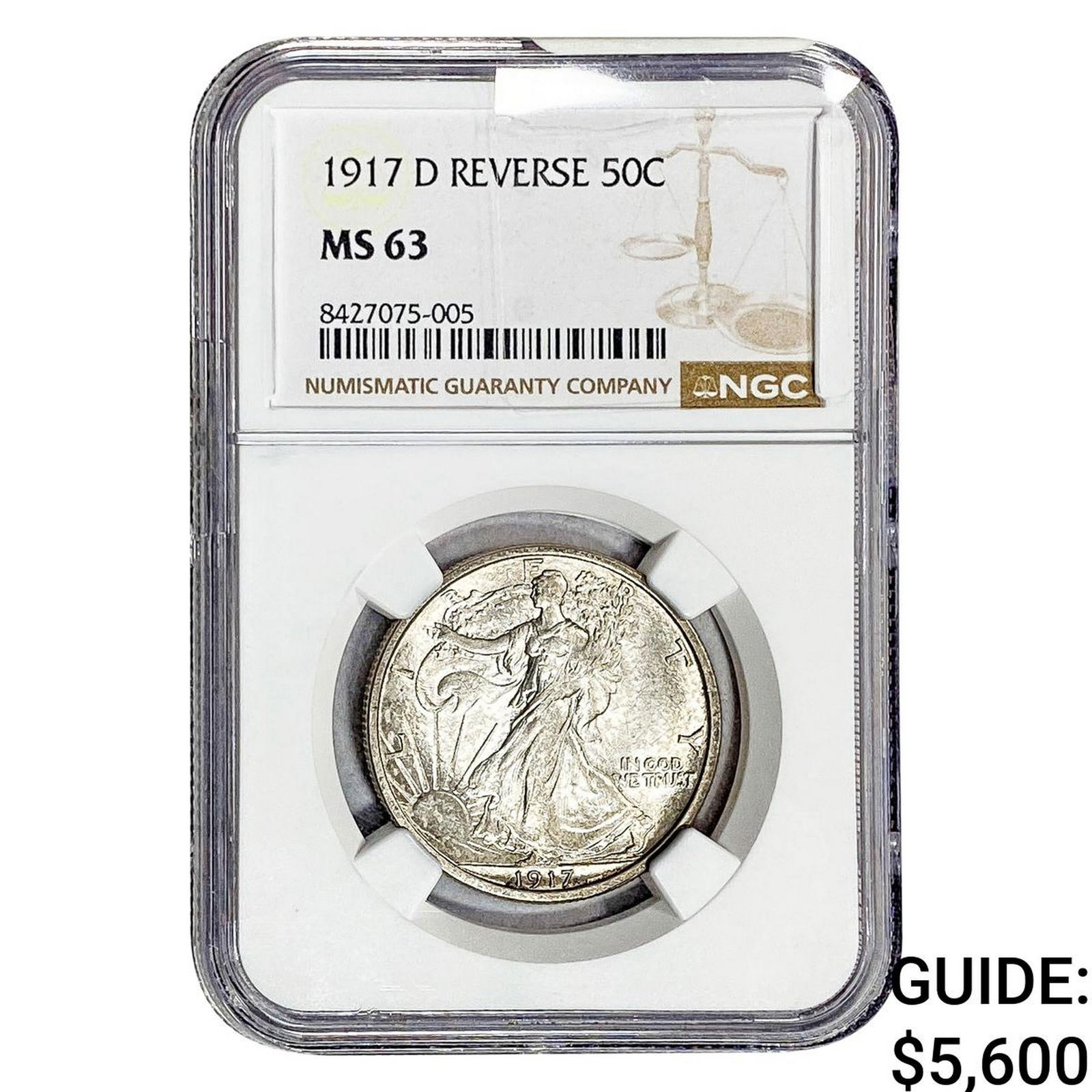 1917-D Rev Walking Liberty Half Dollar NGC MS63: 1917-D Rev Walking Liberty Half Dollar NGC MS63