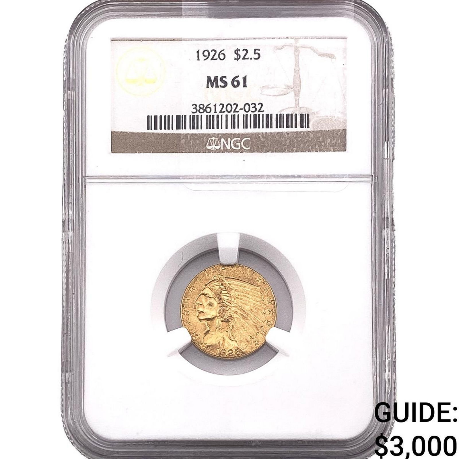 1926 $2.50 Gold Quarter Eagle NGC MS61: 1926 $2.50 Gold Quarter Eagle NGC MS61