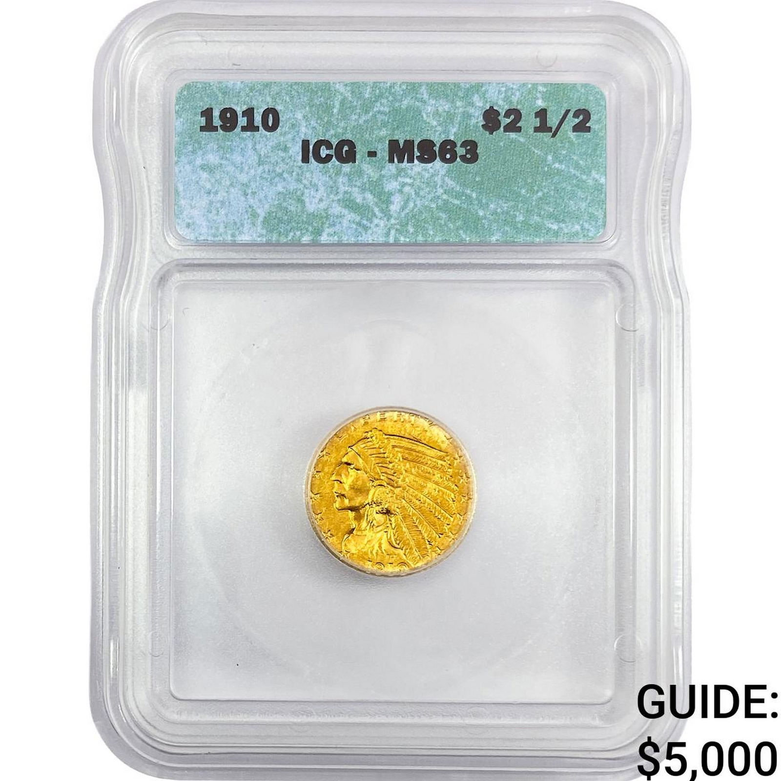 1910 $2.50 Gold Quarter Eagle ICG MS63: 1910 $2.50 Gold Quarter Eagle ICG MS63