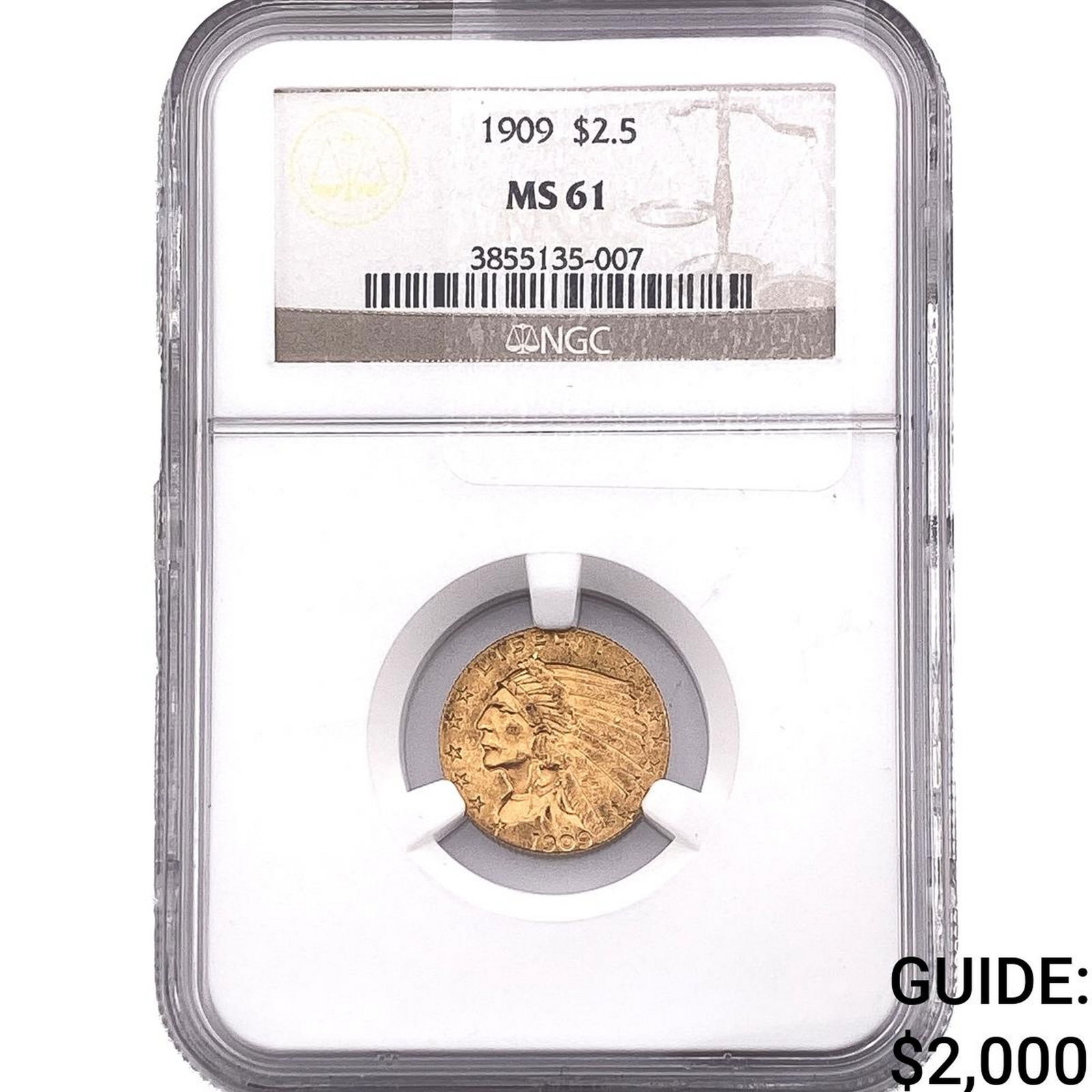 1909 $2.50 Gold Quarter Eagle NGC MS61 (1 of 2)