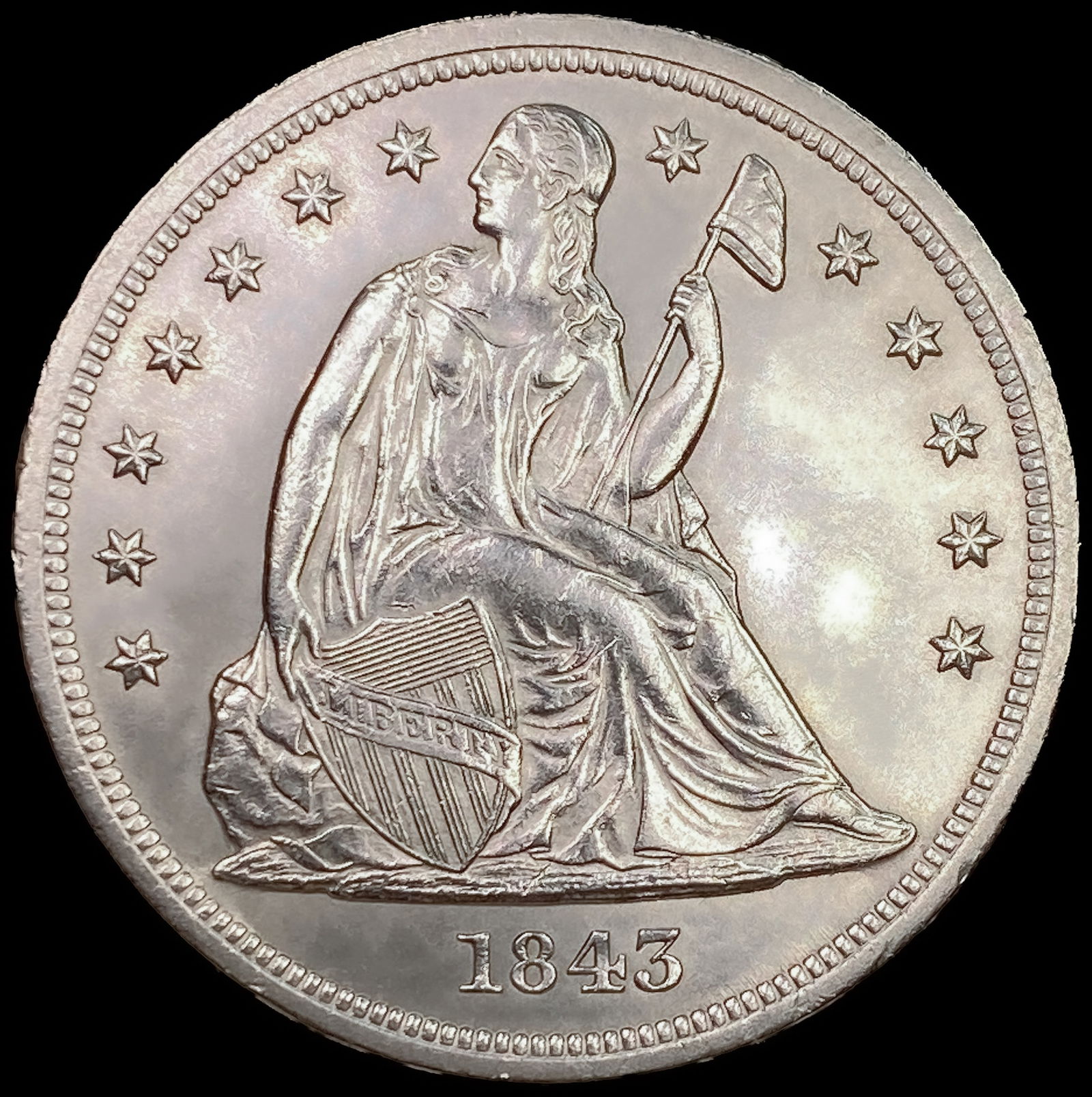 1843 Seated Liberty Dollar: 1843 Seated Liberty Dollar
