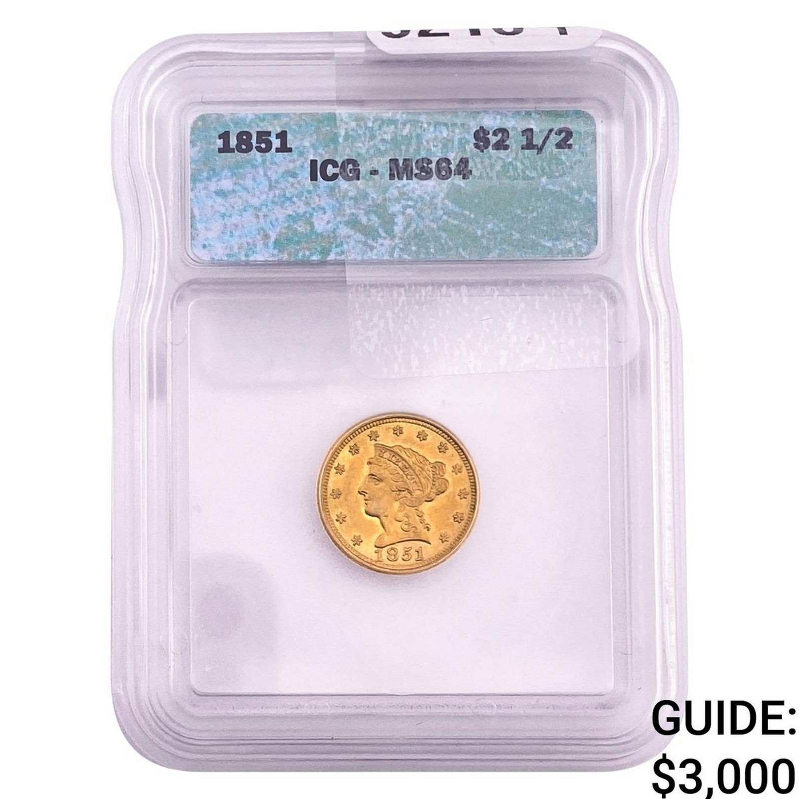 1851 $2.50 Gold Quarter Eagle ICG MS64: 1851 $2.50 Gold Quarter Eagle ICG MS64