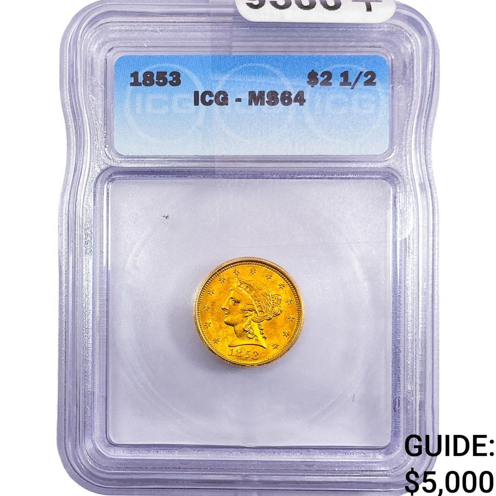 1853 $2.50 Gold Quarter Eagle ICG MS64: 1853 $2.50 Gold Quarter Eagle ICG MS64