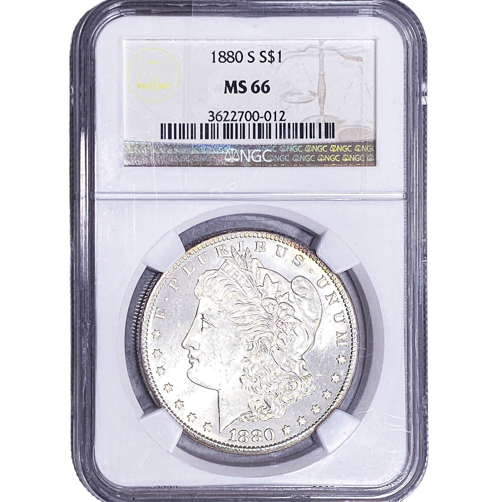 1880-S Morgan Silver Dollar NGC MS66: 1880-S Morgan Silver Dollar NGC MS66