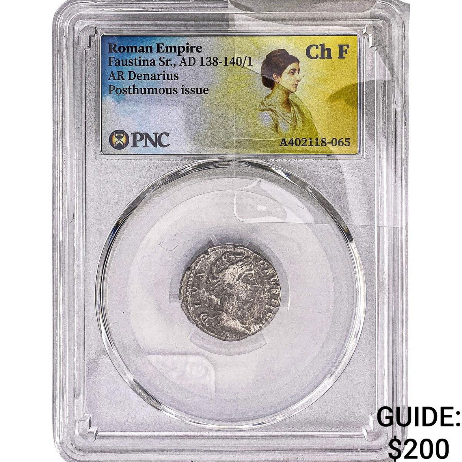 Roman Empire Faustina Sr. 138-141 AD Silver Denarius PNC Ch VF: Roman Empire Faustina Sr. 138-141 AD Silver Denarius PNC Ch VF