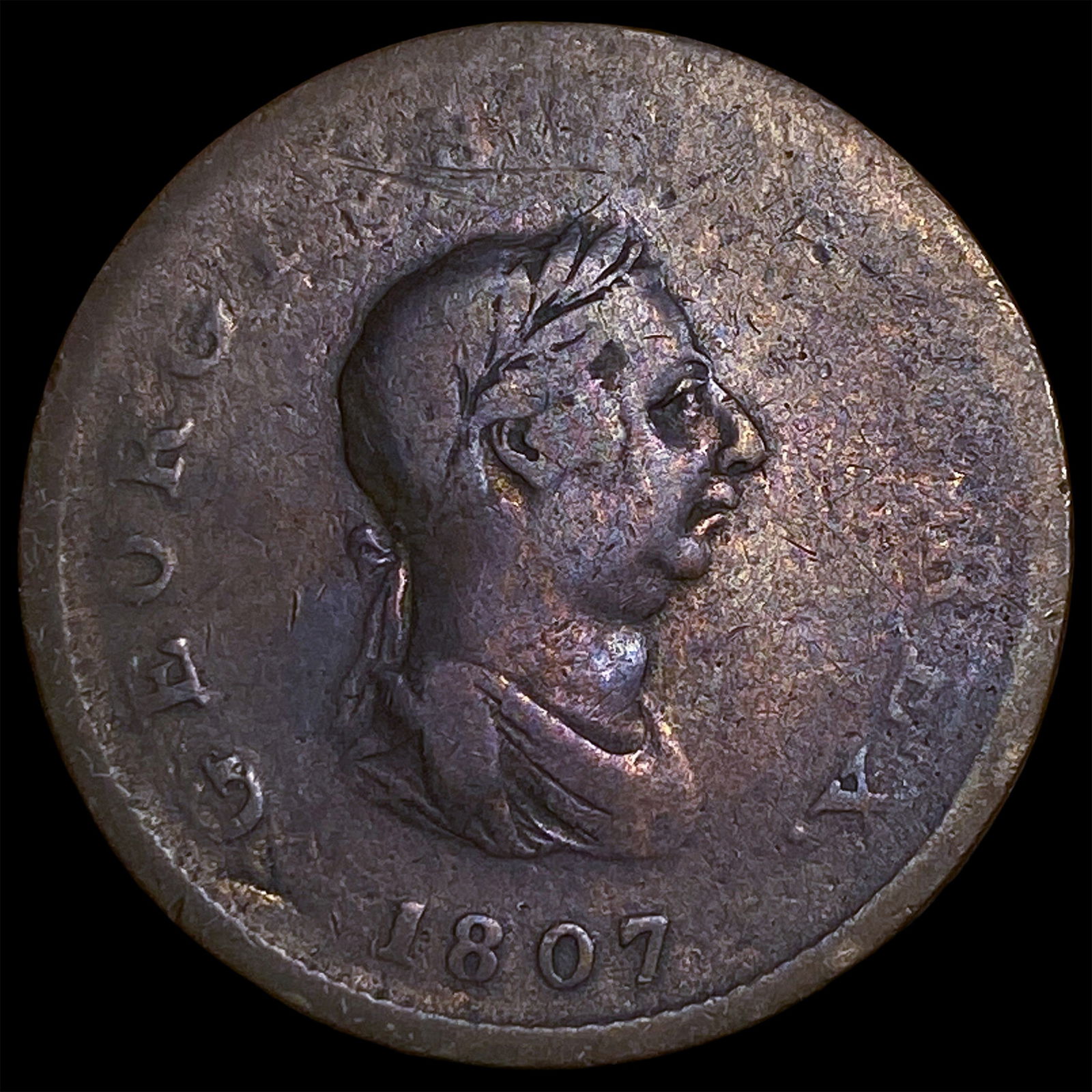 1807 Great Britain Copper Half Penny NEARLY UNCIRCULATED: 1807 Great Britain Copper Half Penny NEARLY UNCIRCULATED