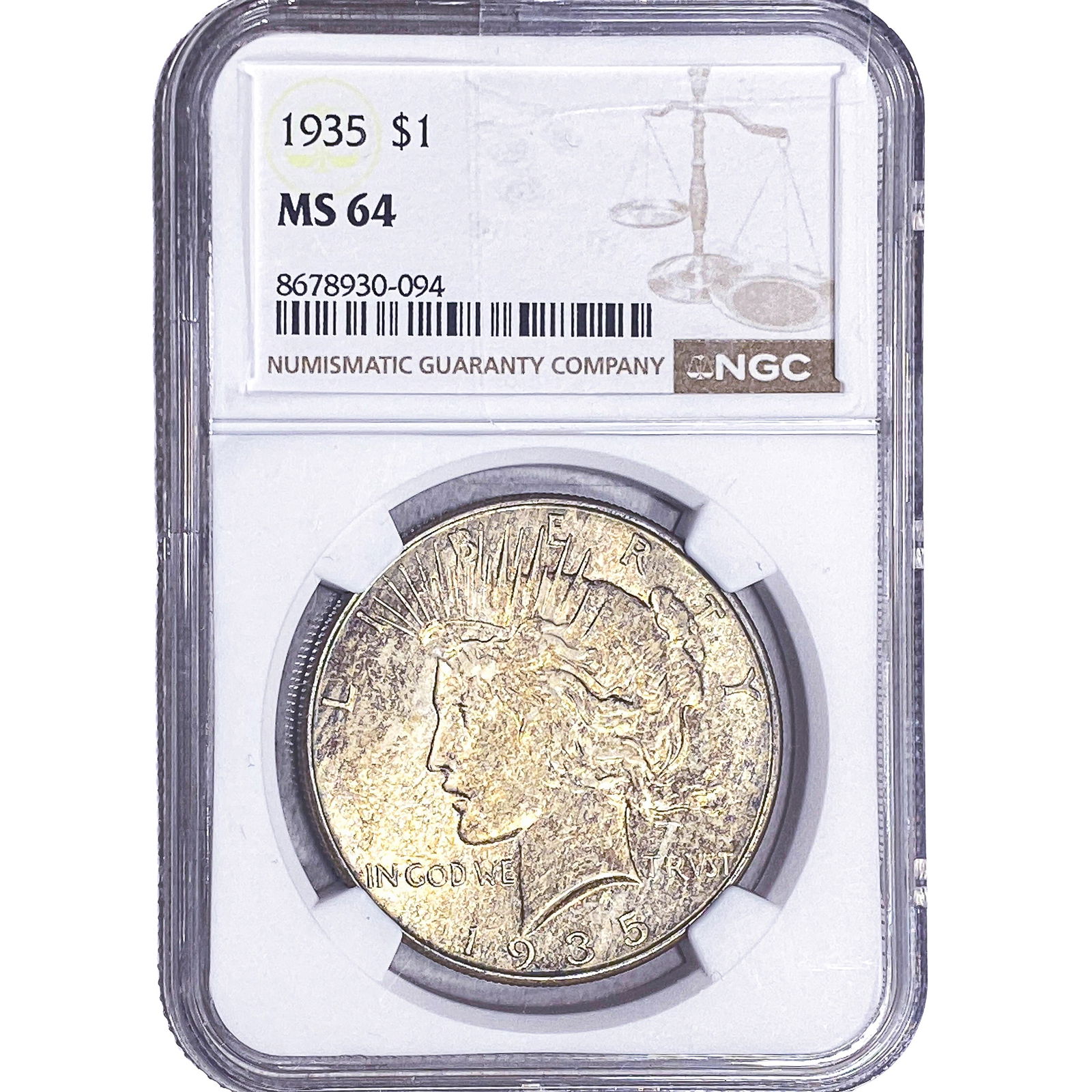 1935 Silver Peace Dollar NGC MS64: 1935 Silver Peace Dollar NGC MS64