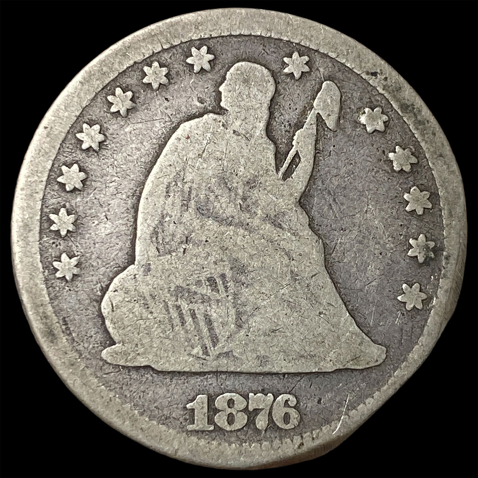 1876 Seated Liberty Quarter NICELY CIRCULATED: 1876 Seated Liberty Quarter NICELY CIRCULATED