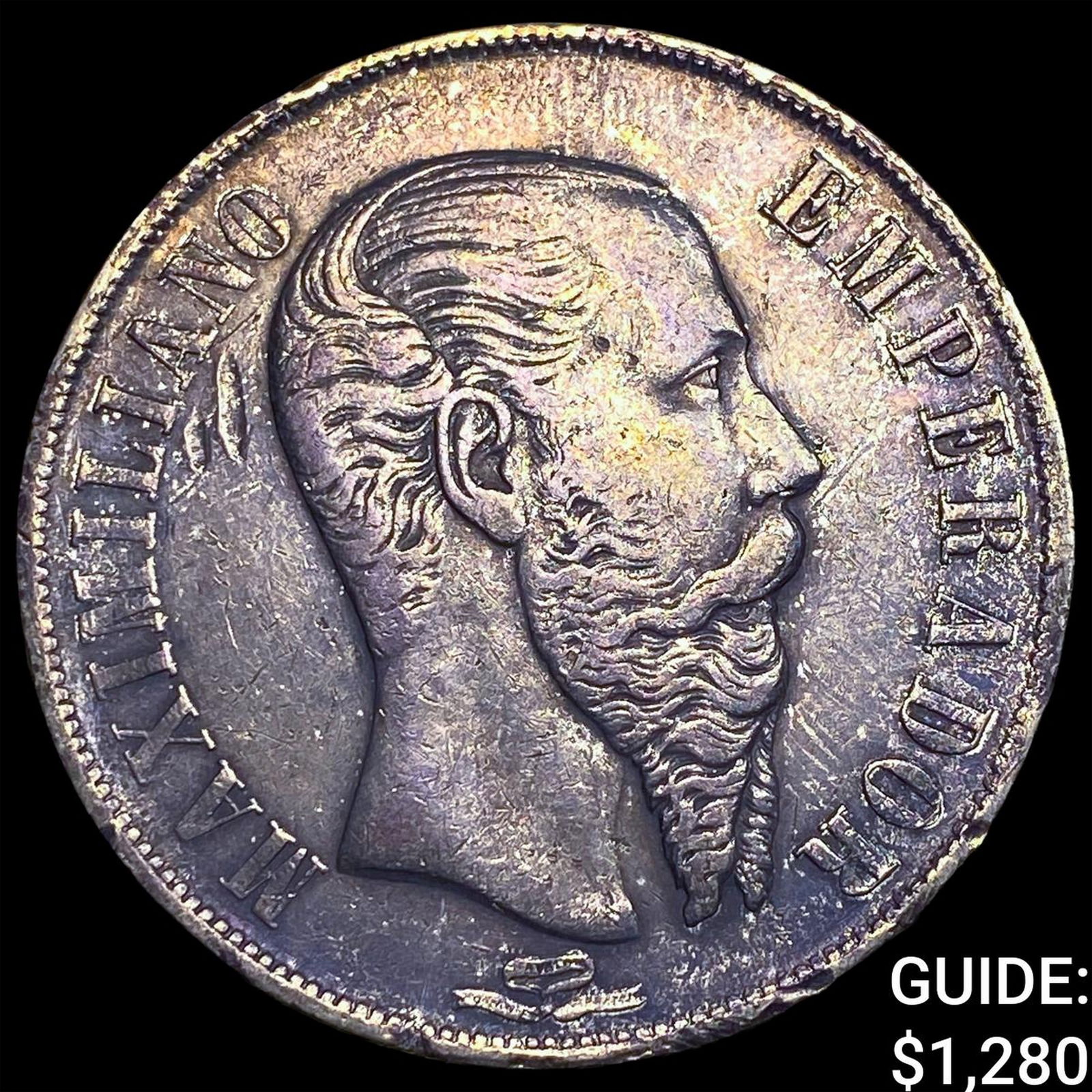 1866 Mexico Maximilian I Silver 1 Peso NEARLY UNCIRCULATED: 1866 Mexico Maximilian I Silver 1 Peso NEARLY UNCIRCULATED