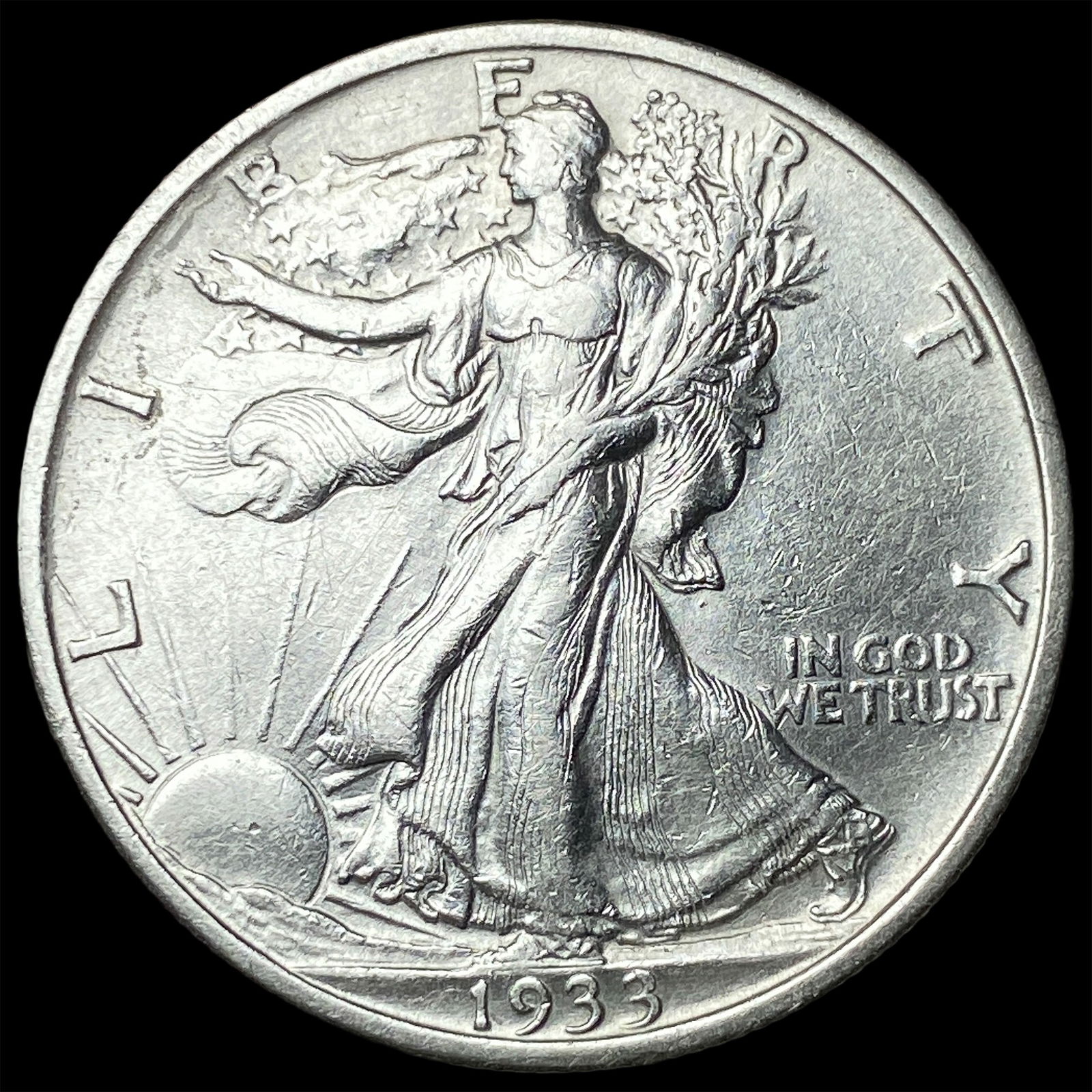 1933-S Silver Walking Liberty Half Dollar CLOSELY UNCIRCULATED: 1933-S Silver Walking Liberty Half Dollar CLOSELY UNCIRCULATED