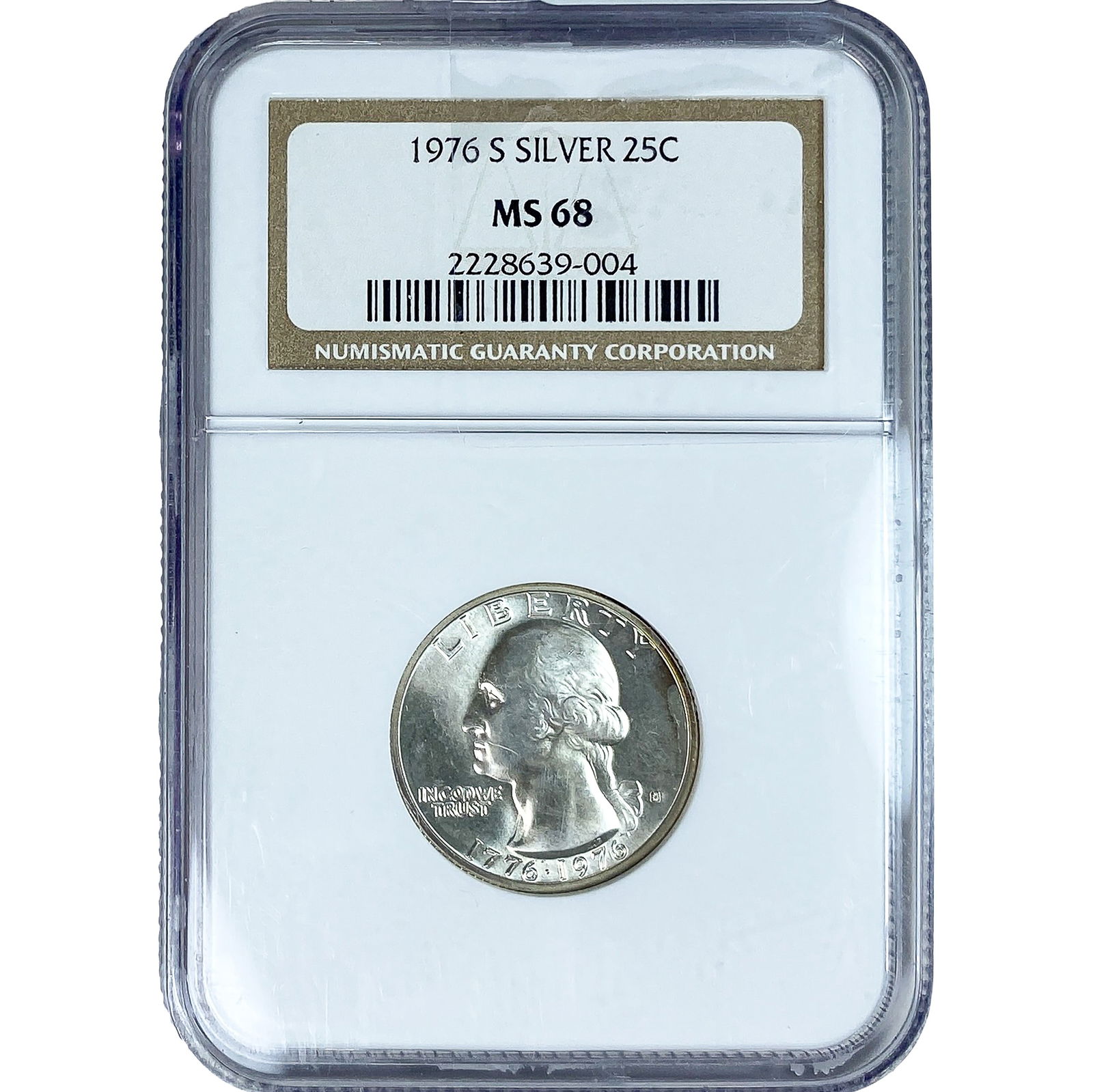 1976-S Washington Silver Quarter NGC MS68: 1976-S Washington Silver Quarter NGC MS68