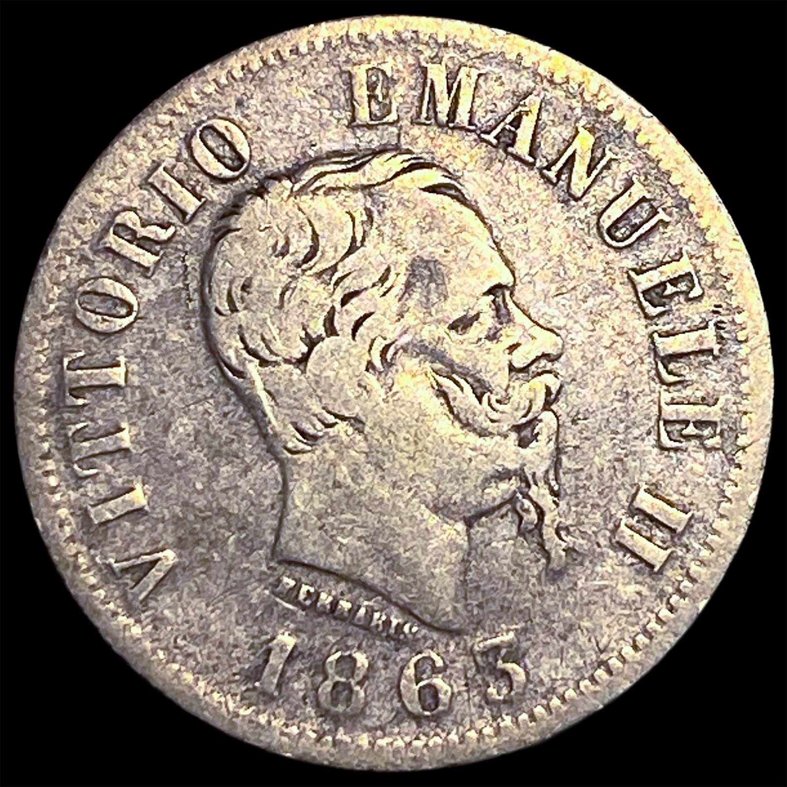 1863 Italy Silver 50 Centesimi NEARLY UNCIRCULATED: 1863 Italy Silver 50 Centesimi NEARLY UNCIRCULATED