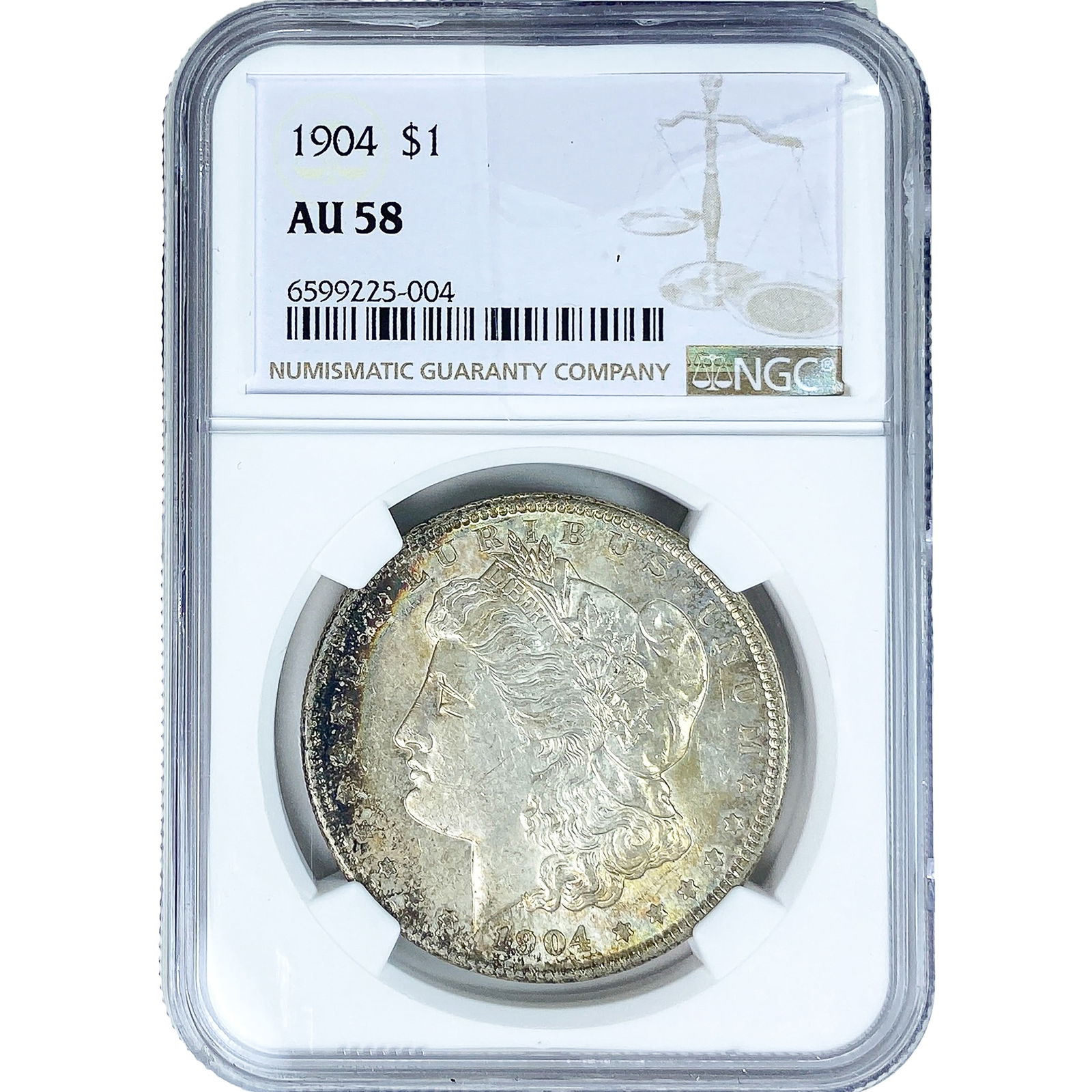 1904 Morgan Silver Dollar NGC AU58: 1904 Morgan Silver Dollar NGC AU58