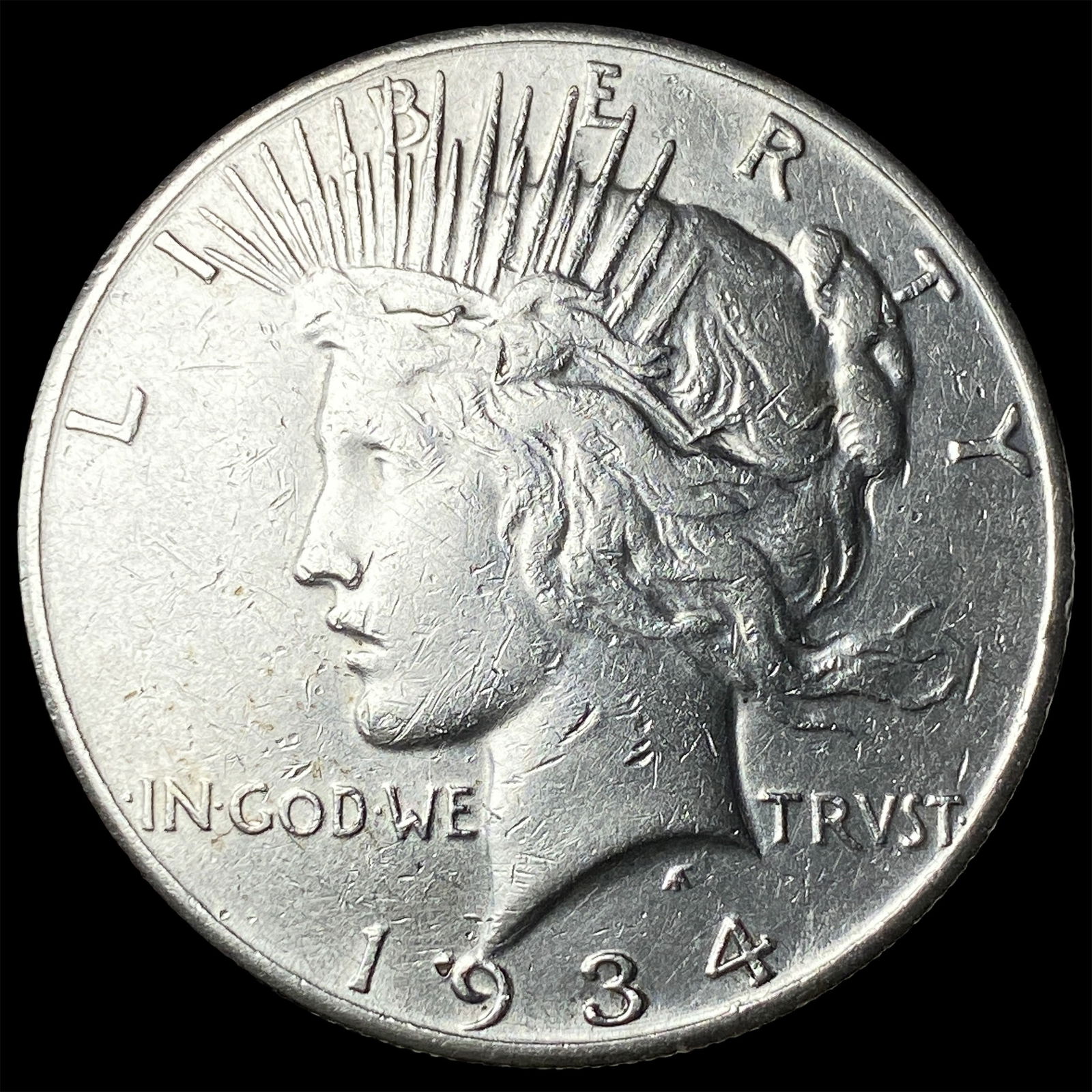 1934-S Silver Peace Dollar CLOSELY UNCIRCULATED: 1934-S Silver Peace Dollar CLOSELY UNCIRCULATED