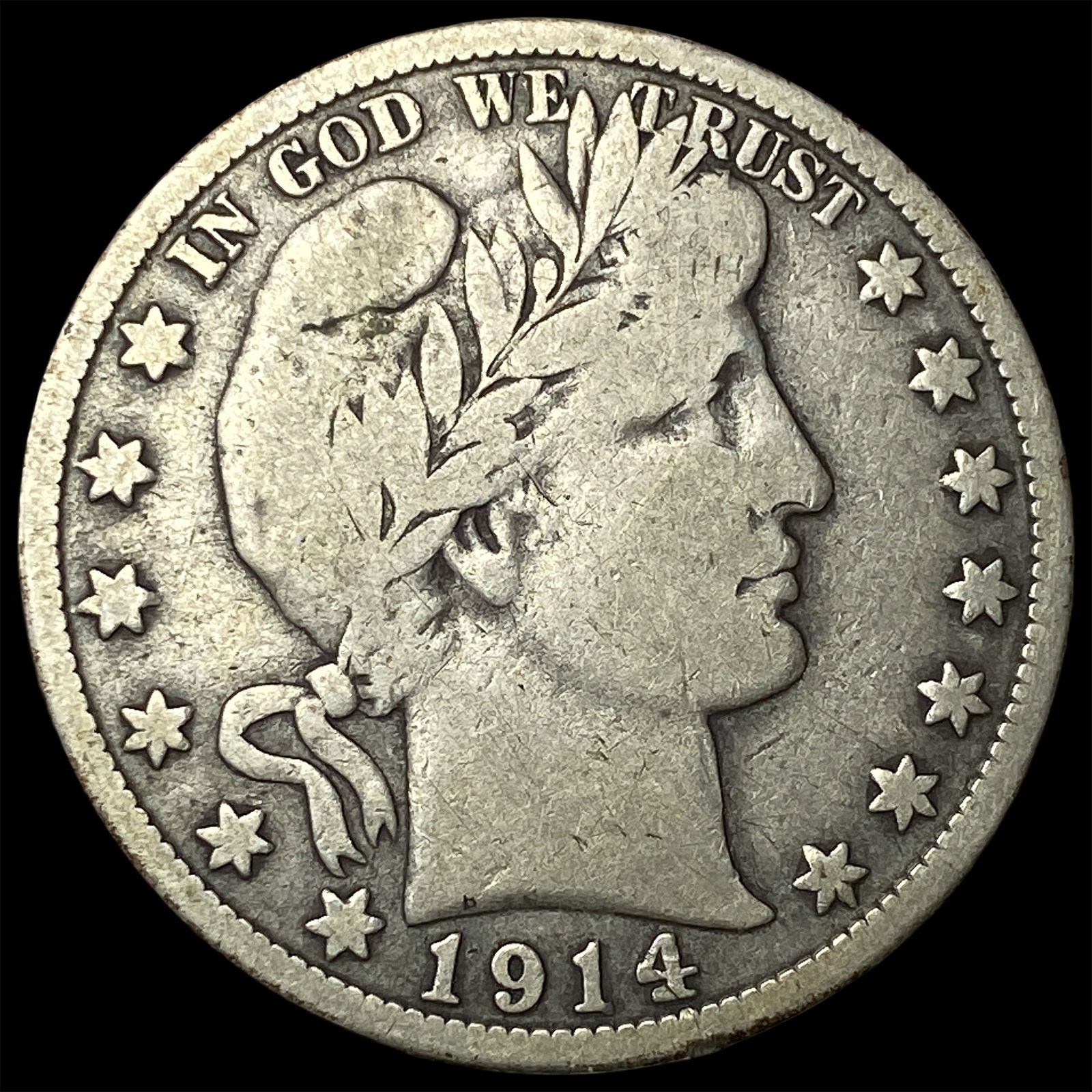 1914-S Silver Barber Half Dollar LIGHTLY CIRCULATED: 1914-S Silver Barber Half Dollar LIGHTLY CIRCULATED