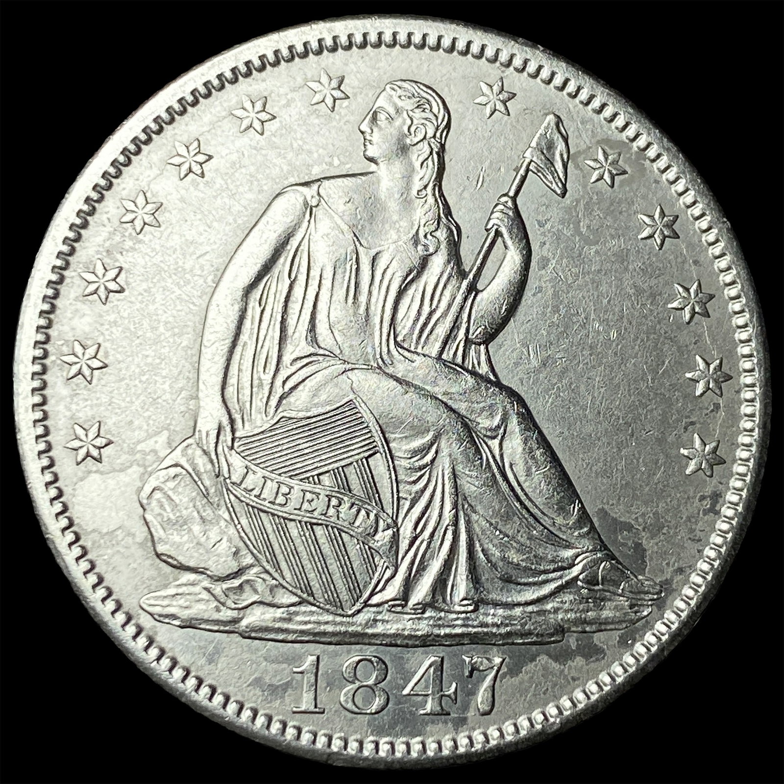 1847 Silver Half Dollar (Seated Liberty) CLOSELY UNCIRCULATED: 1847 Silver Half Dollar (Seated Liberty) CLOSELY UNCIRCULATED