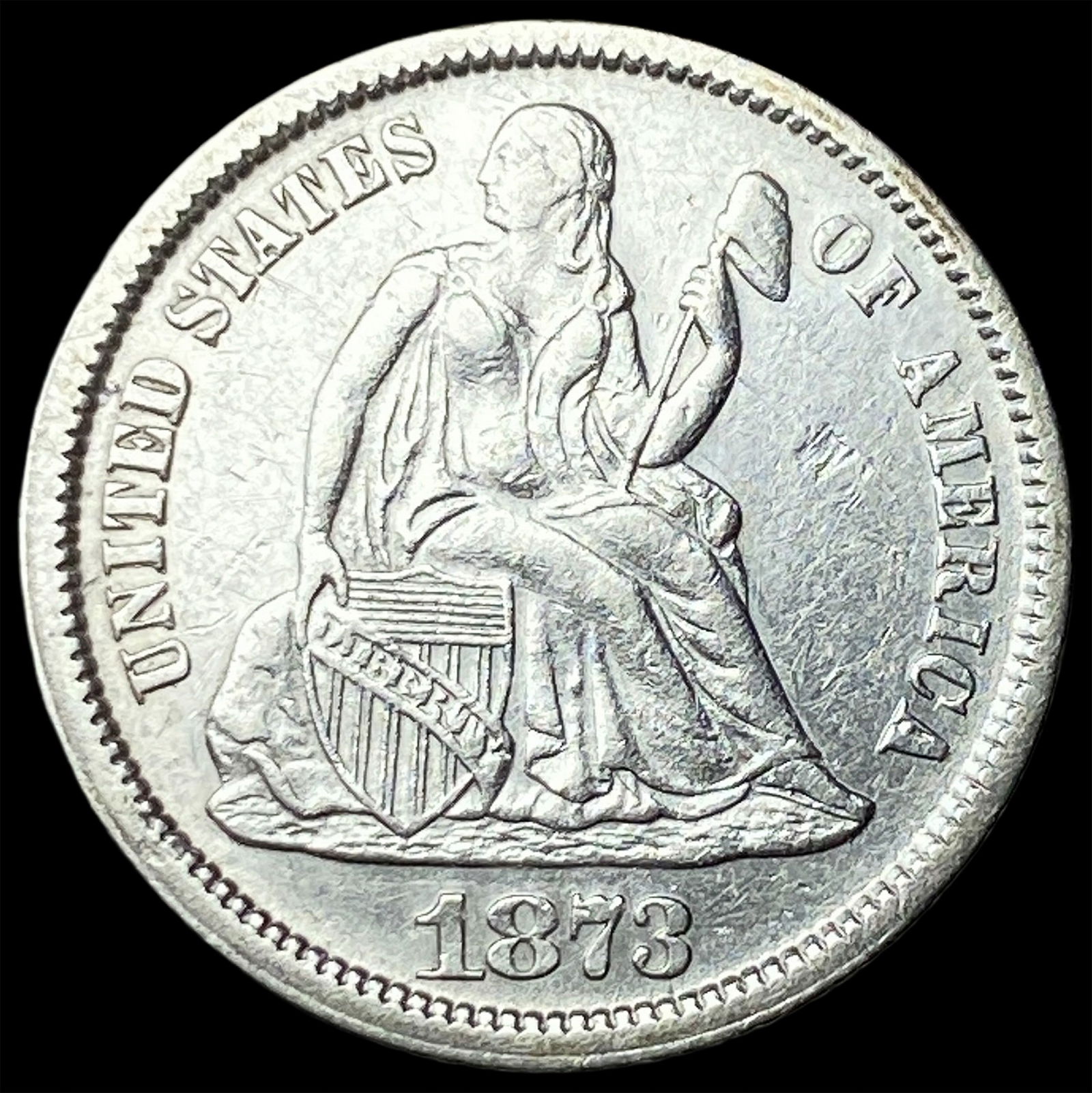 1873 Seated Liberty Dime CLOSELY UNCIRCULATED (1 of 2)