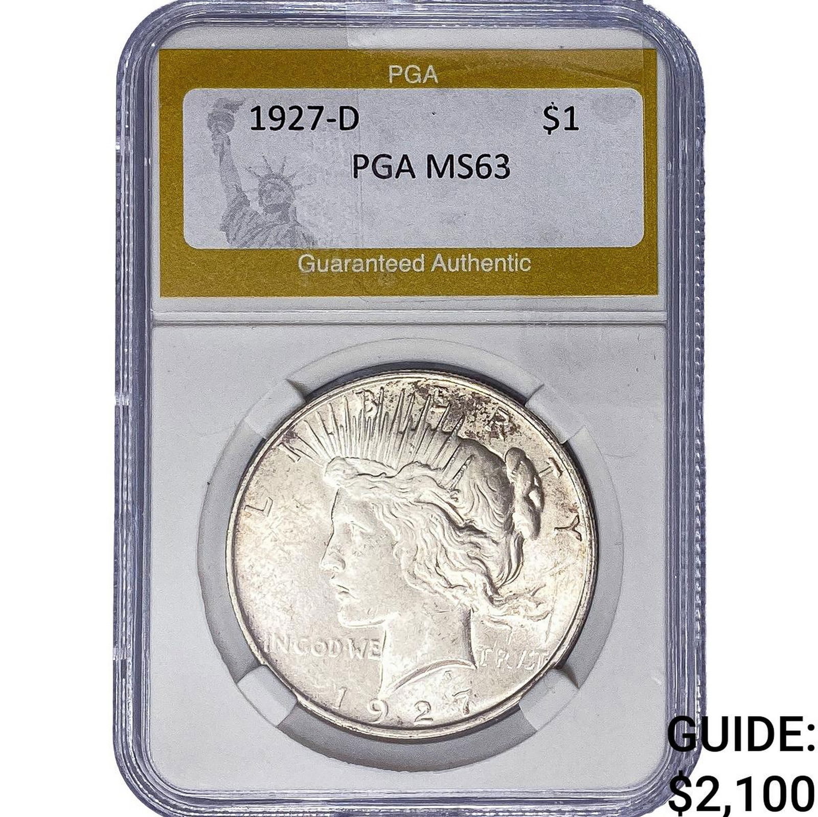 1927-D Silver Peace Dollar PGA MS63: 1927-D Silver Peace Dollar PGA MS63