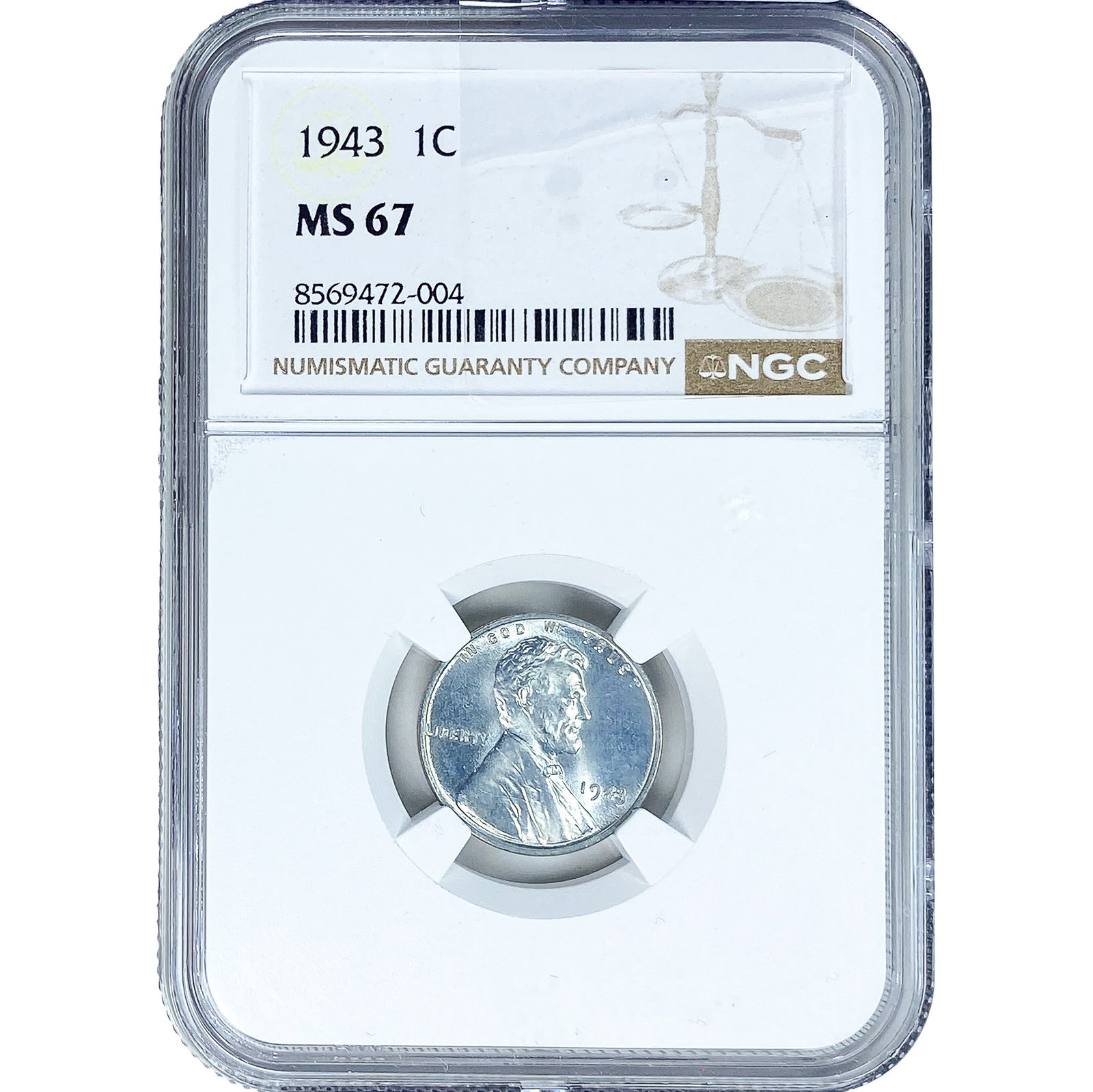 1943 Wheat Cent NGC MS67: 1943 Wheat Cent NGC MS67